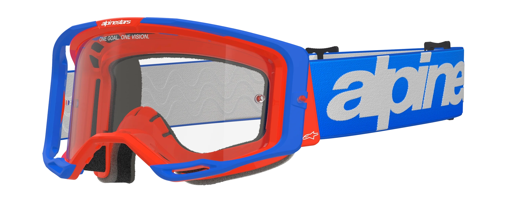 Alpinestars Crossbril Vision 8 Wordmark - Blauw / Oranje - Clear Lens