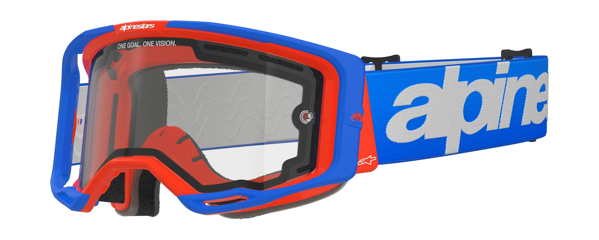 Alpinestars Crossbril Vision 8 Wordmark - Blauw / Oranje - Dual Vented Clear Lens