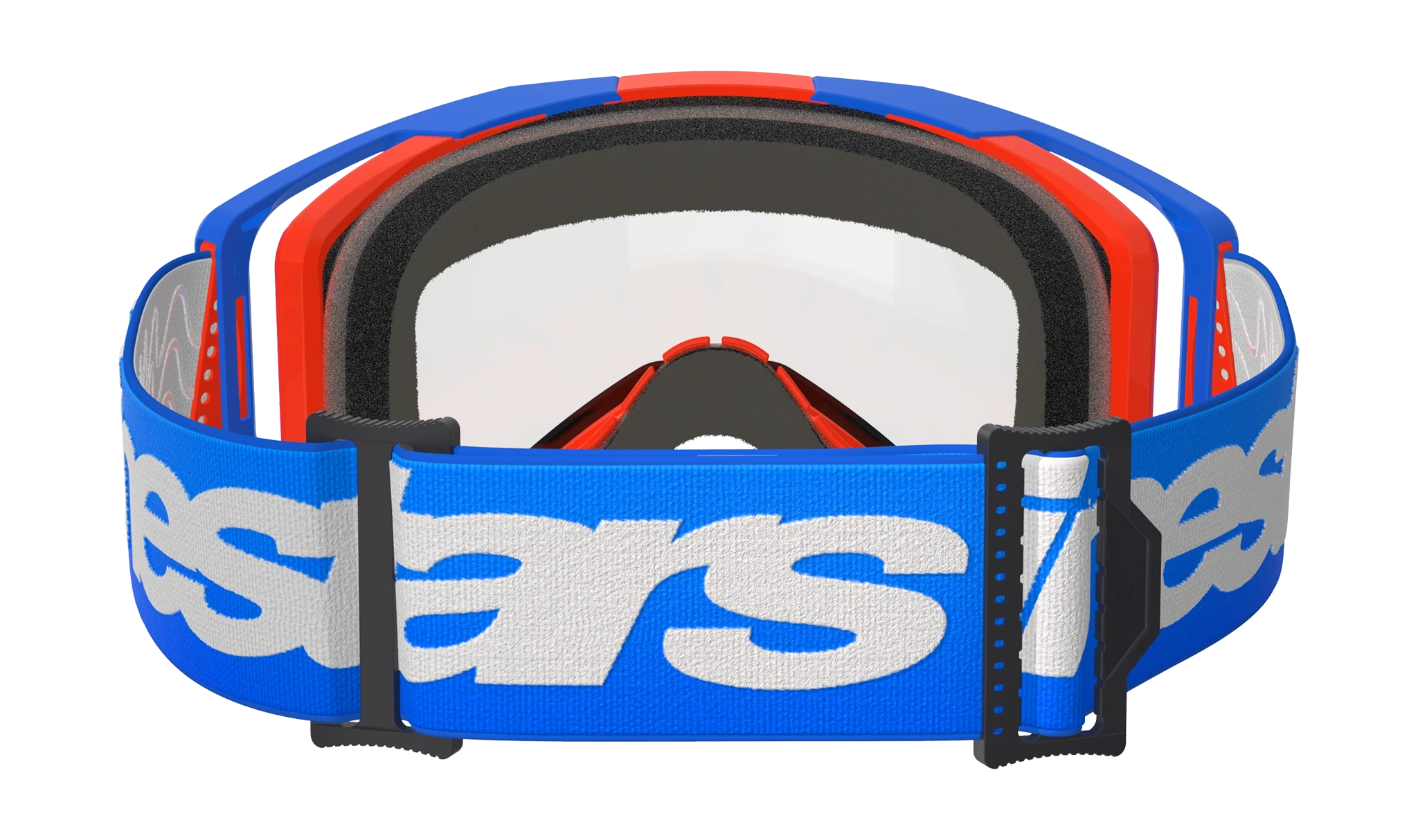 Alpinestars Crossbril Vision 8 Wordmark - Blauw / Oranje - Dual Vented Clear Lens