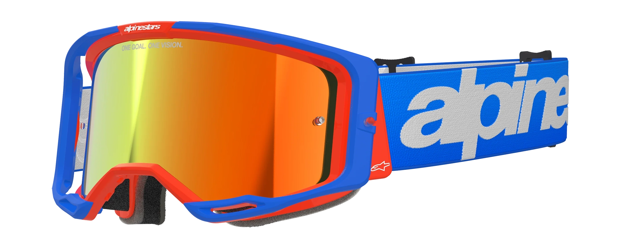 Alpinestars Crossbril Vision 8 Wordmark - Blauw / Oranje - Spiegel Rood Lens