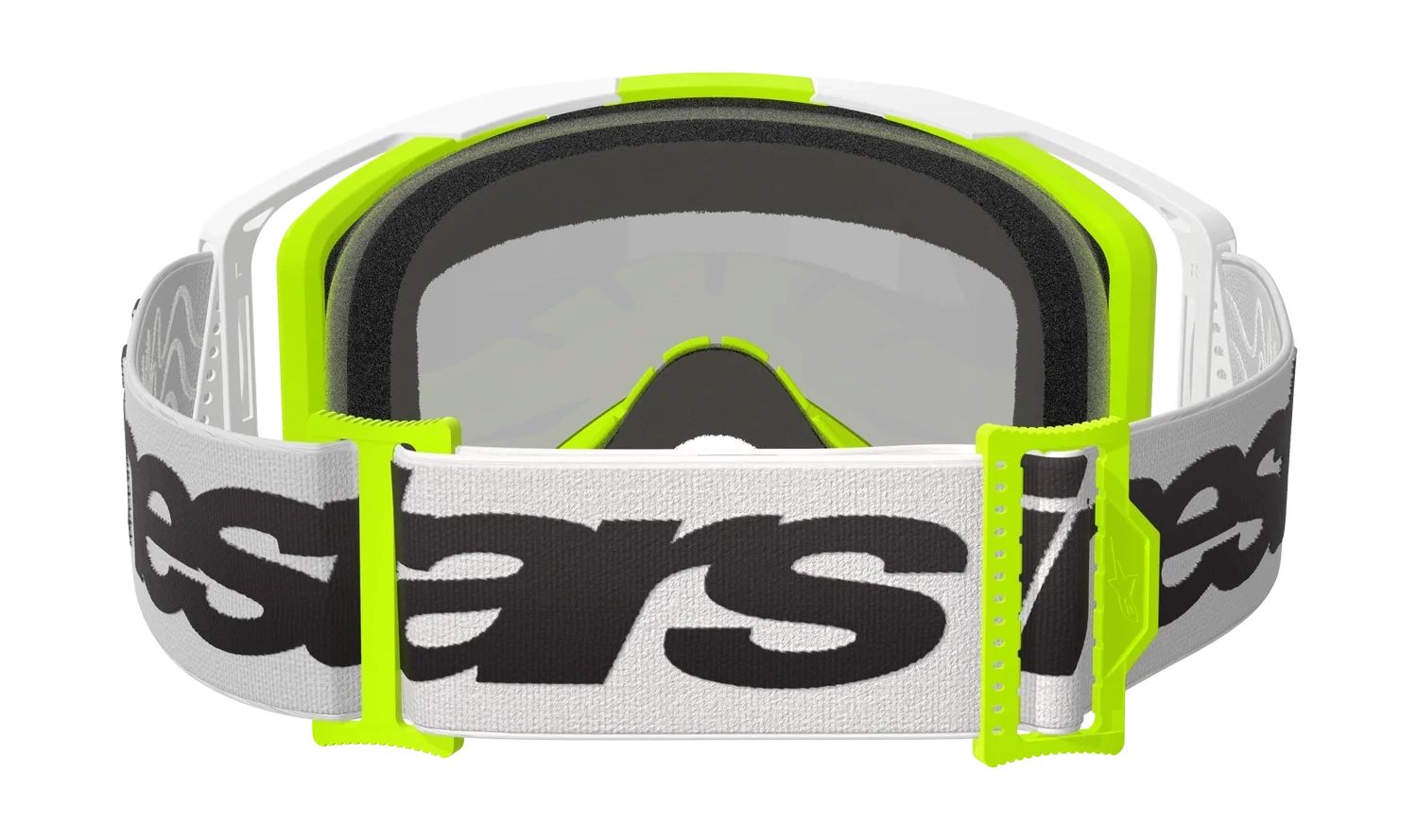 Alpinestars Crossbril Vision 8 Wordmark - Wit / Fluo Geel - Spiegel Zilver Lens