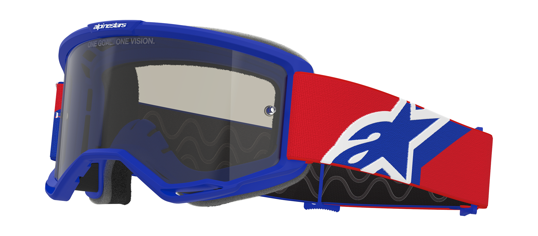 Alpinestars Crossbril Vision Sand - Blauw / Rood / Wit - Donker Smoke Lens