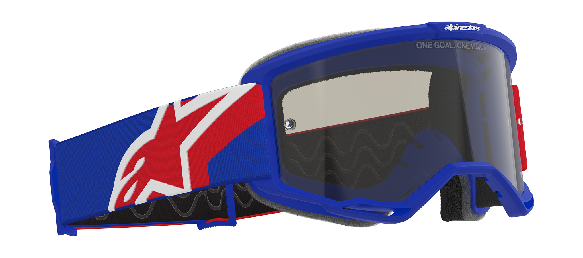 Alpinestars Crossbril Vision Sand - Blauw / Rood / Wit - Donker Smoke Lens