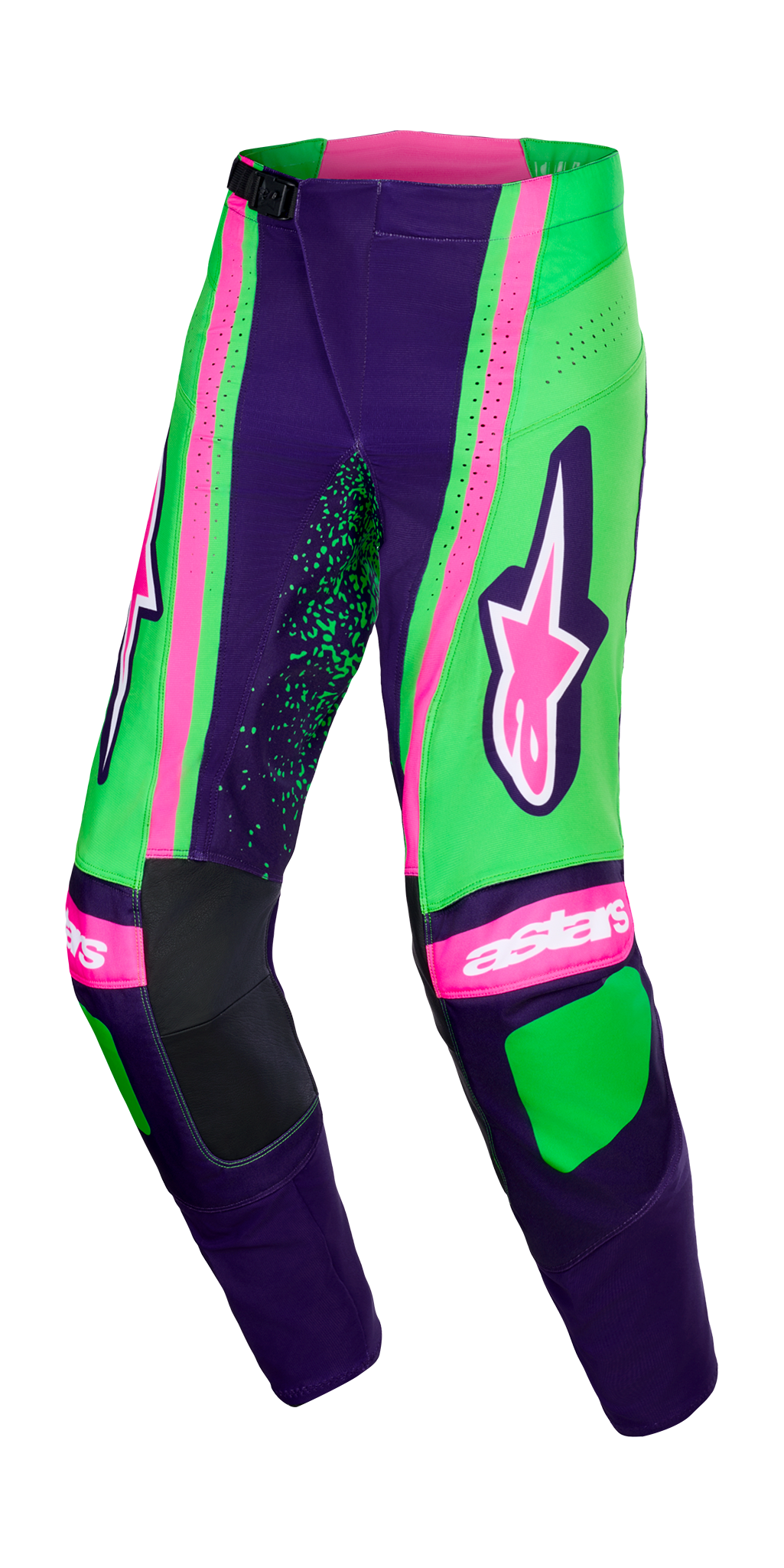 Alpinestars Crossbroek 2026 Techstar Nomur - Deep Paars / Groen / Fluo Roze