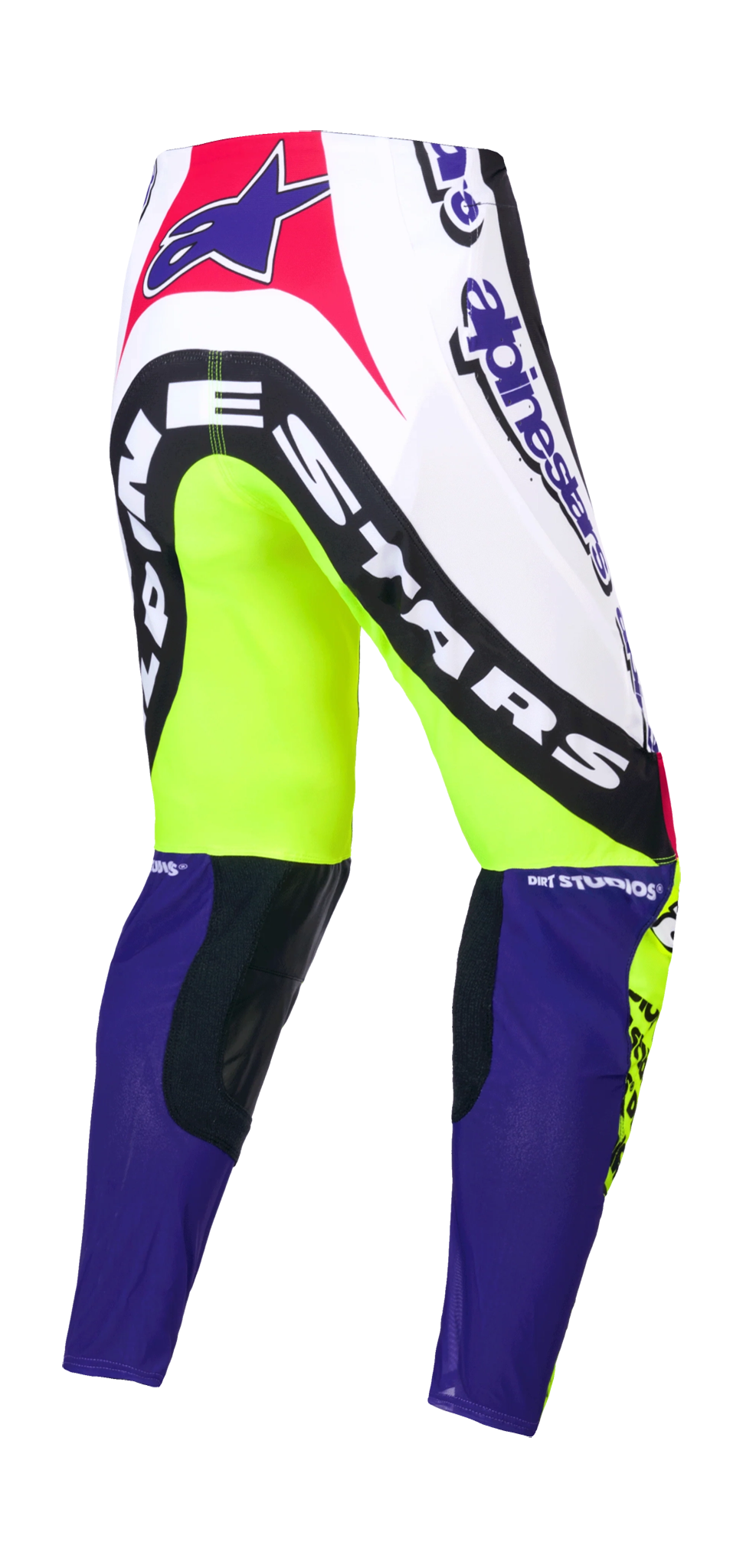 Alpinestars Crossbroek Supertech LE Dirt Studios - Wit / Paars / Geel Fluo