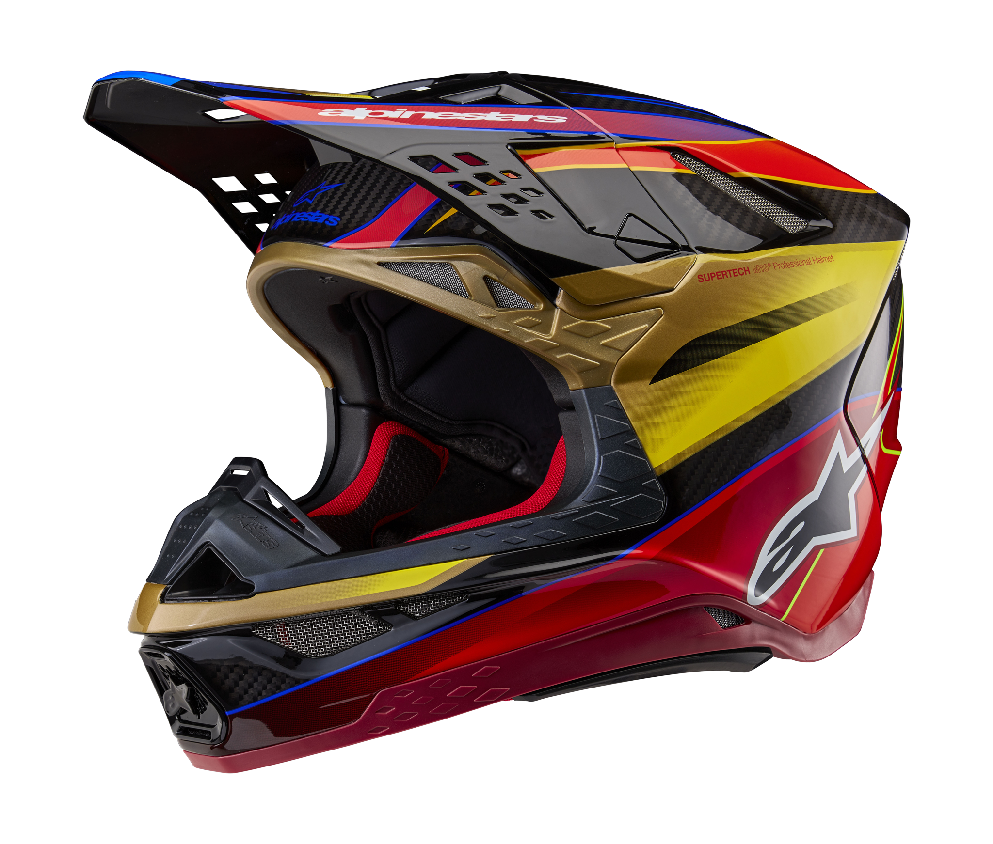 Alpinestars Crosshelm S-M10 Era - Glans Goud / Geel / Rio Rood
