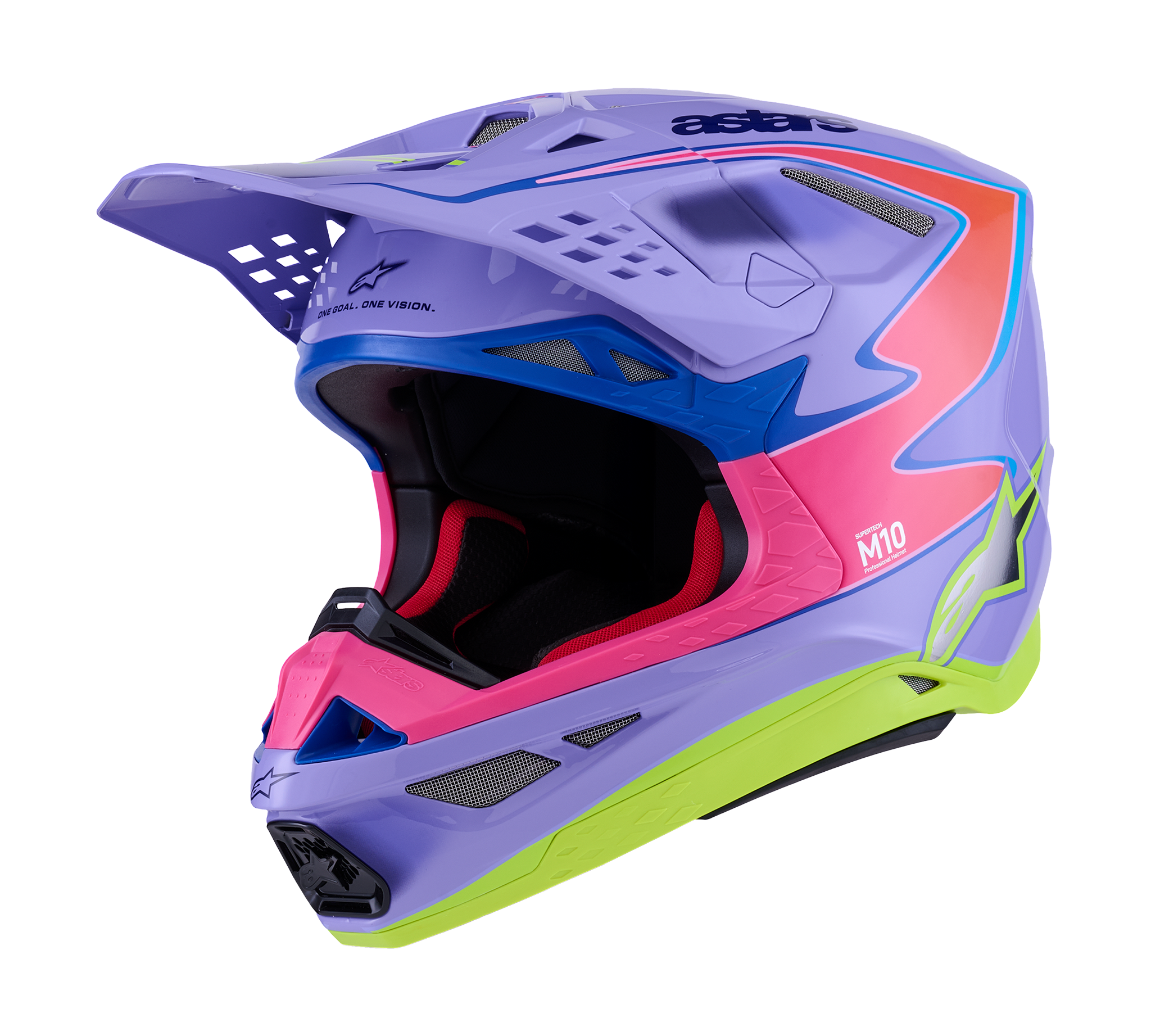 Alpinestars Crosshelm S-M10 Jett Lawrence - Paars / Fluo Roze / Fluo Geel