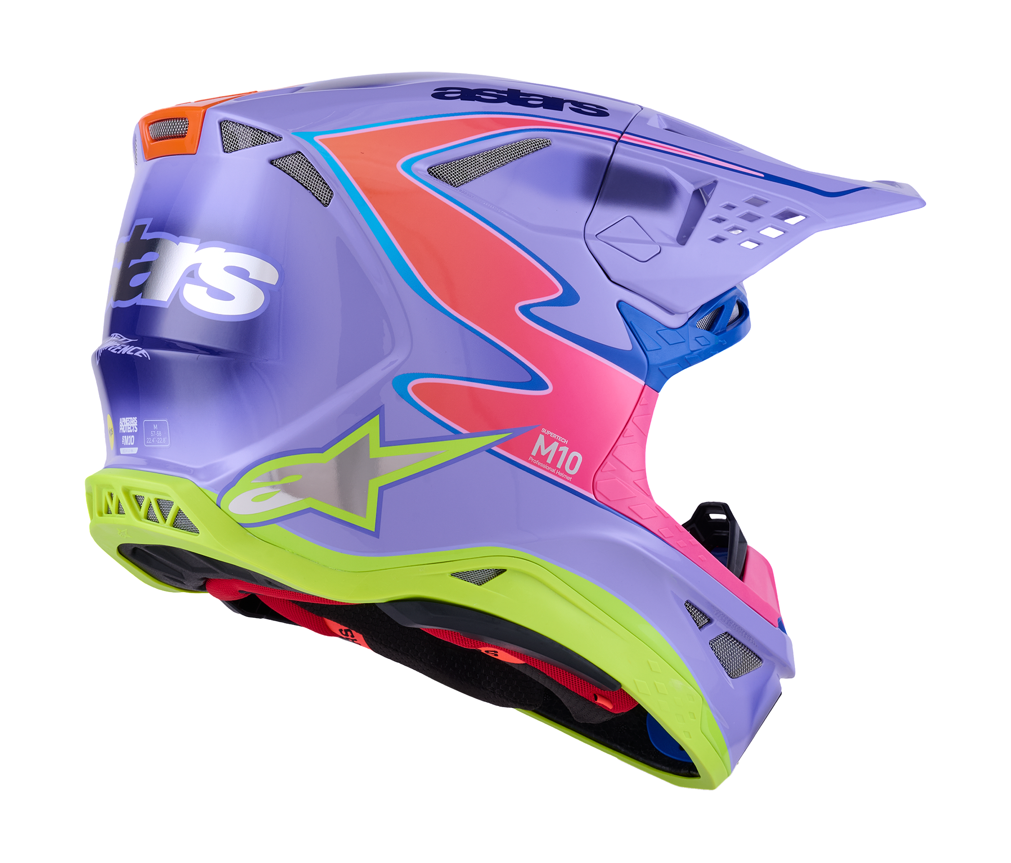 Alpinestars Crosshelm S-M10 Jett Lawrence - Paars / Fluo Roze / Fluo Geel
