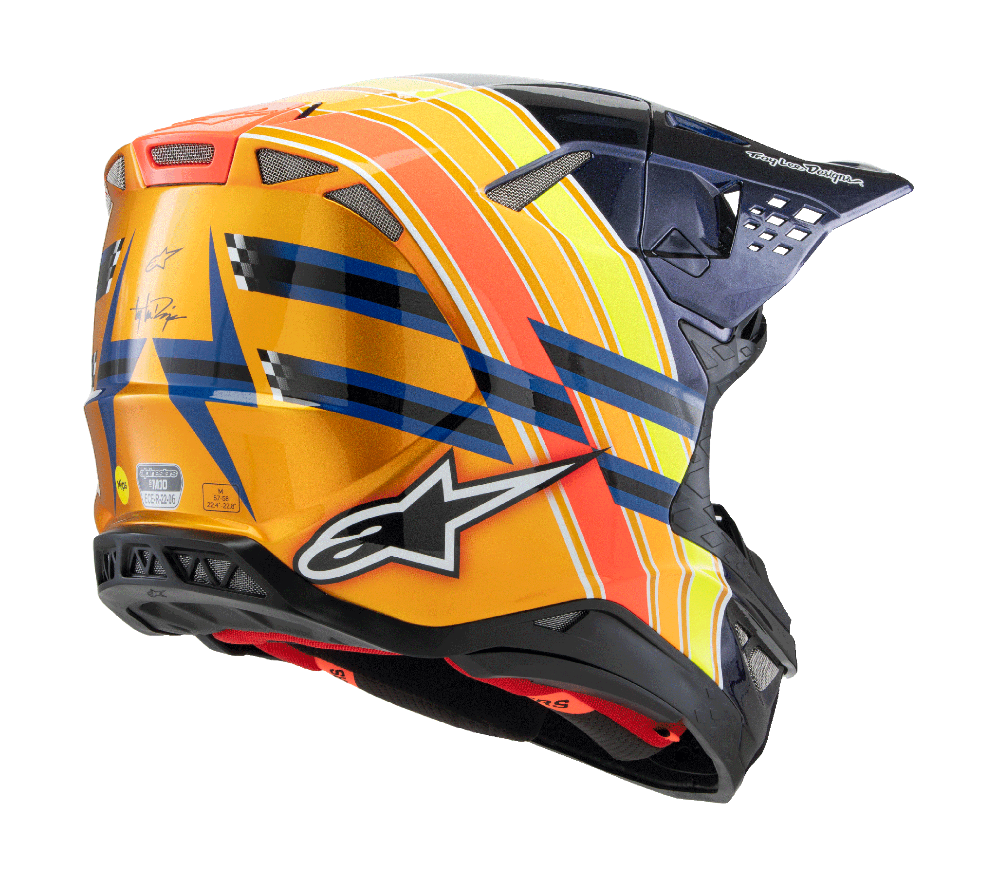 Alpinestars Crosshelm S-M10 TLD Edition 25 - Blauw / Oranje / Geel / Rood