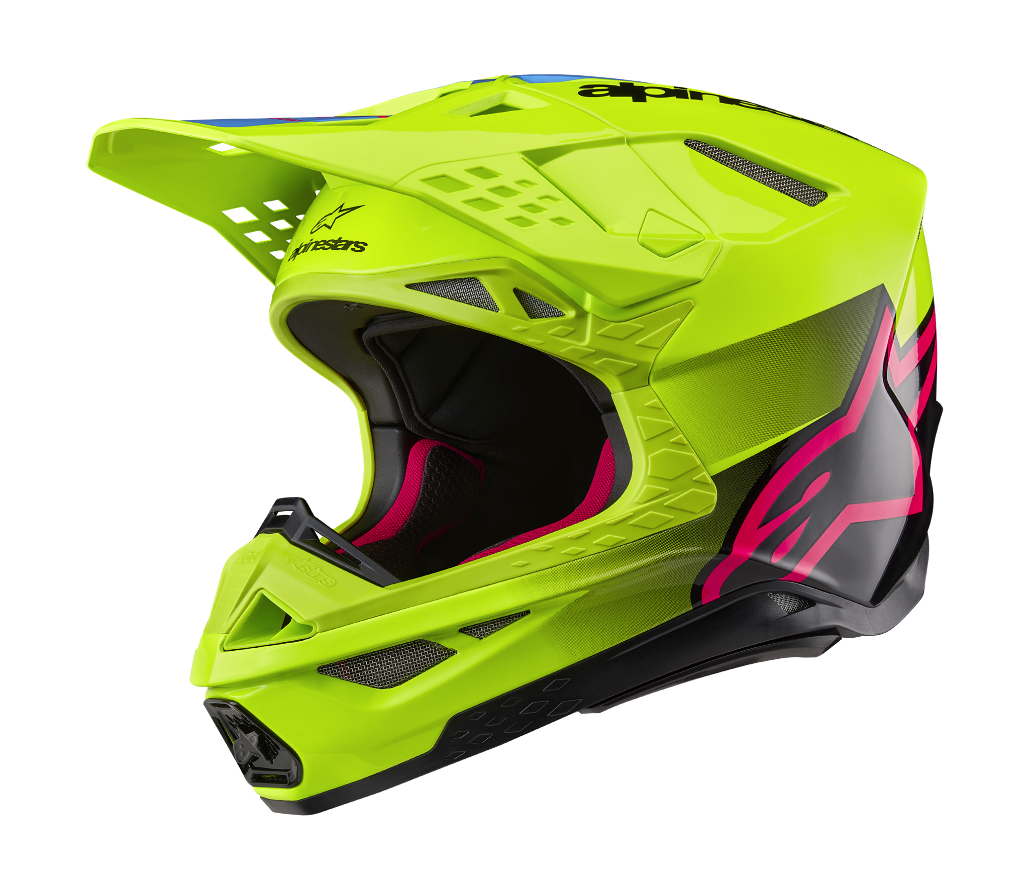Alpinestars Crosshelm S-M10 Unite - Glans Fluo Geel / Zwart / Diva Roze