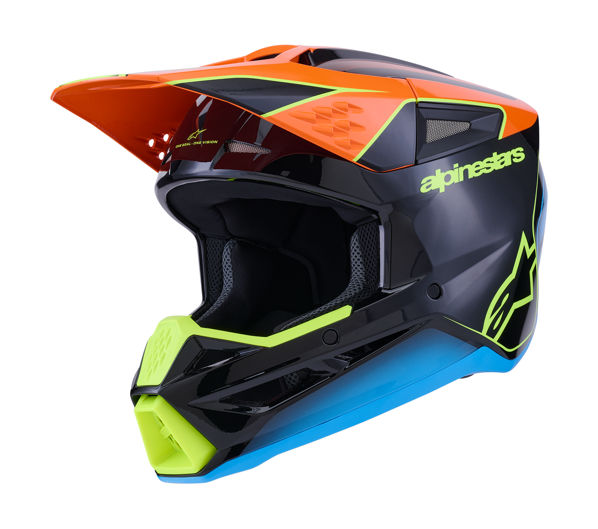 Alpinestars Crosshelm S-M3 Fray - Zwart / Oranje / Fluo Geel