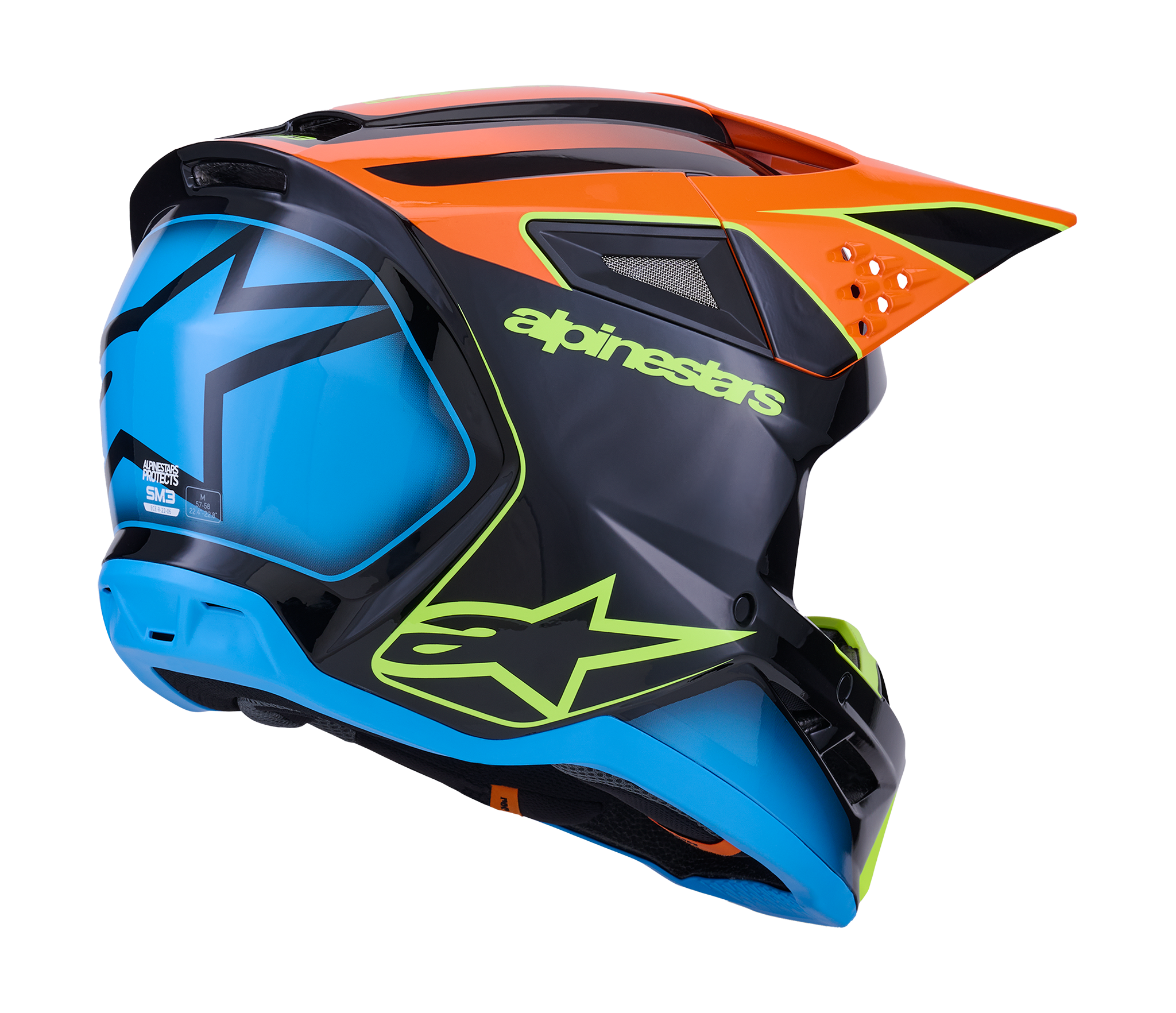 Alpinestars Crosshelm S-M3 Fray - Zwart / Oranje / Fluo Geel