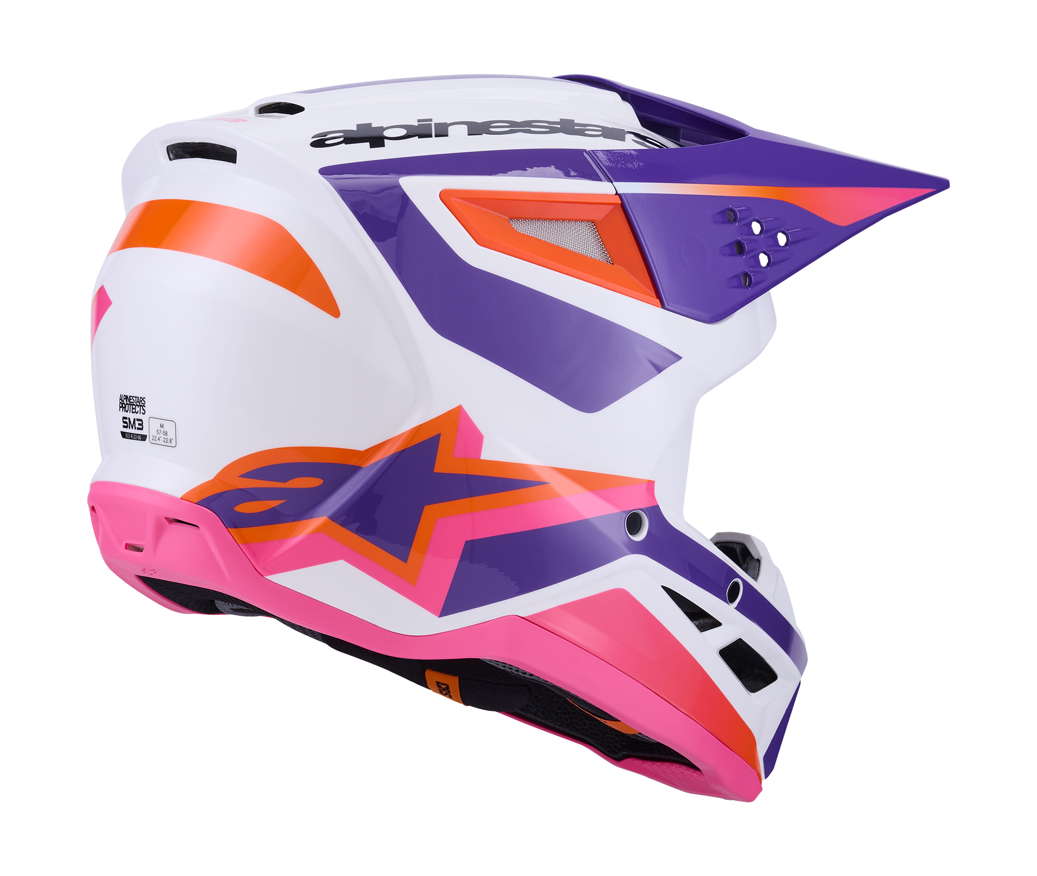 Alpinestars Crosshelm S-M3 Heat - Wit / Paars / Roze