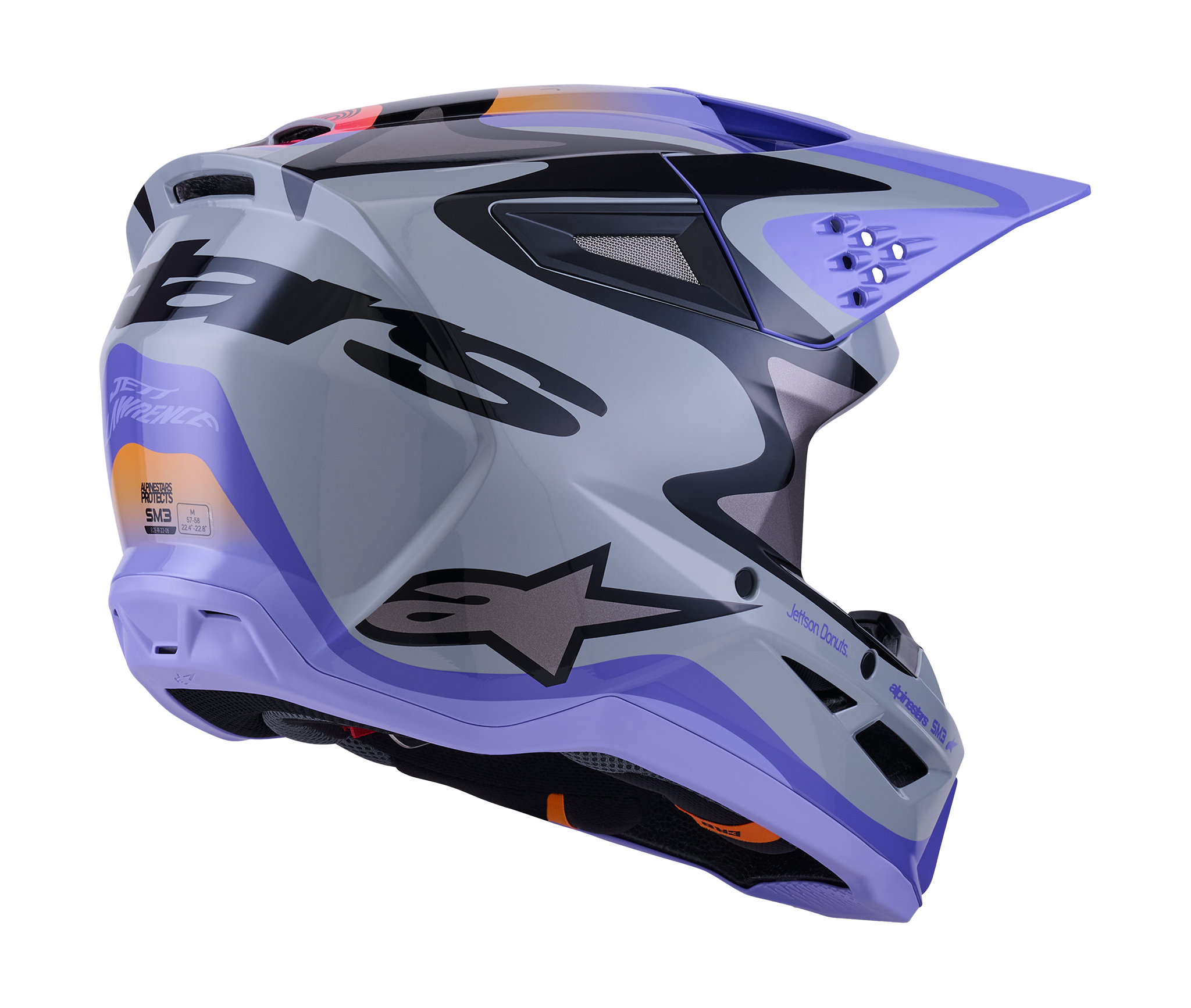 Alpinestars Crosshelm S-M3 Jettson - Grijs / Paars / Zwart