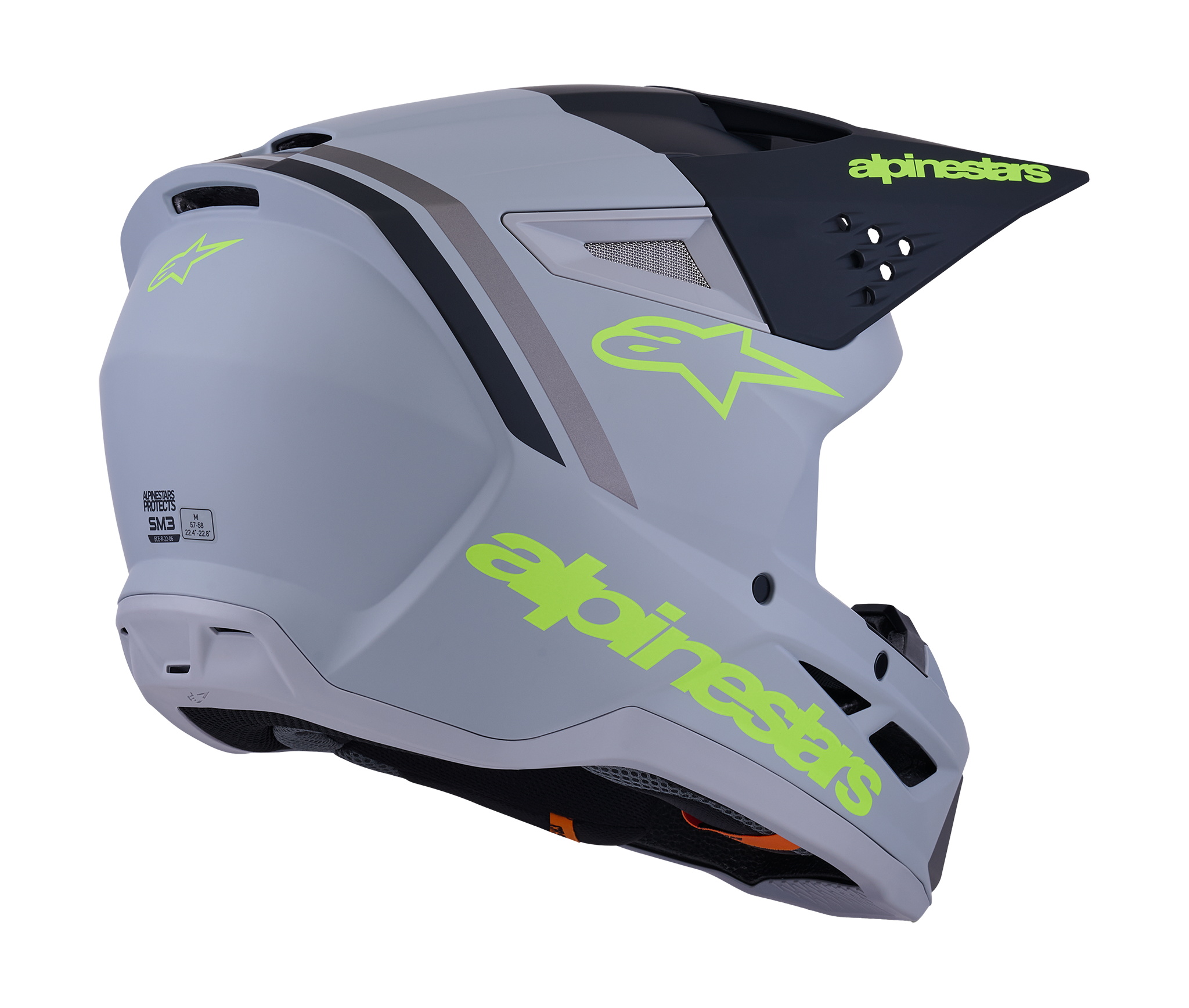 Alpinestars Crosshelm S-M3 Radium - Grijs / Zwart / Fluo Geel