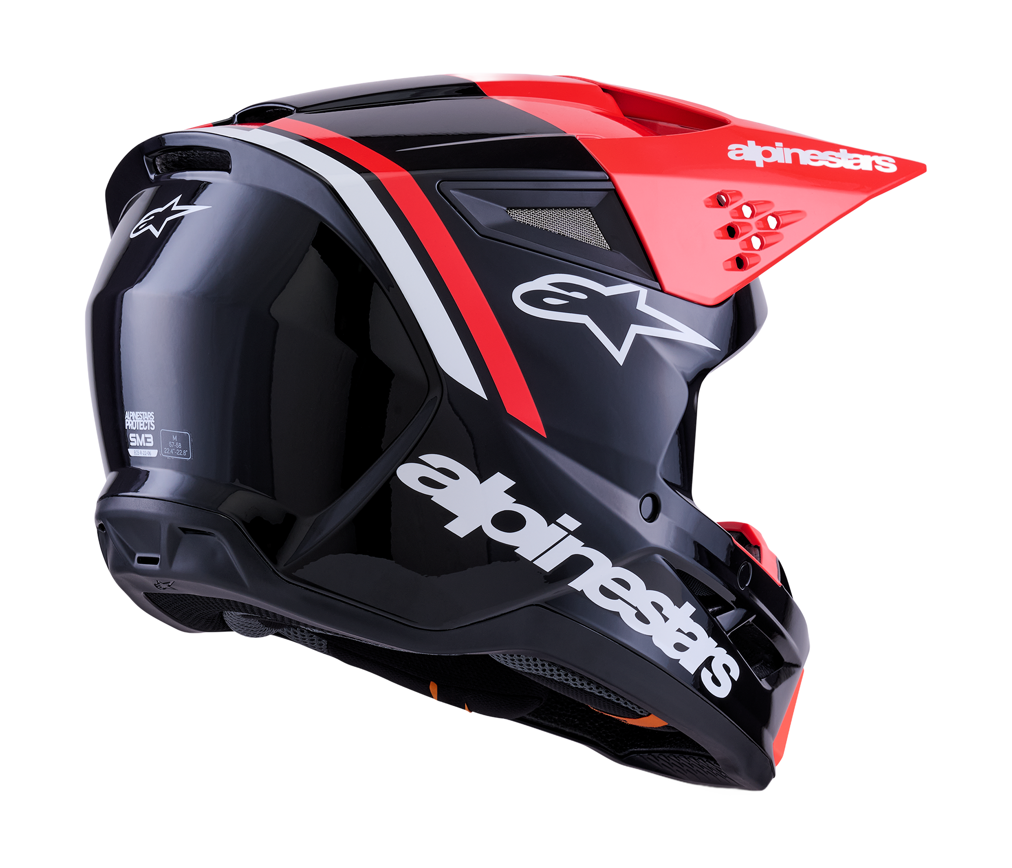 Alpinestars Crosshelm S-M3 Radium - Zwart / Fluo Rood / Wit