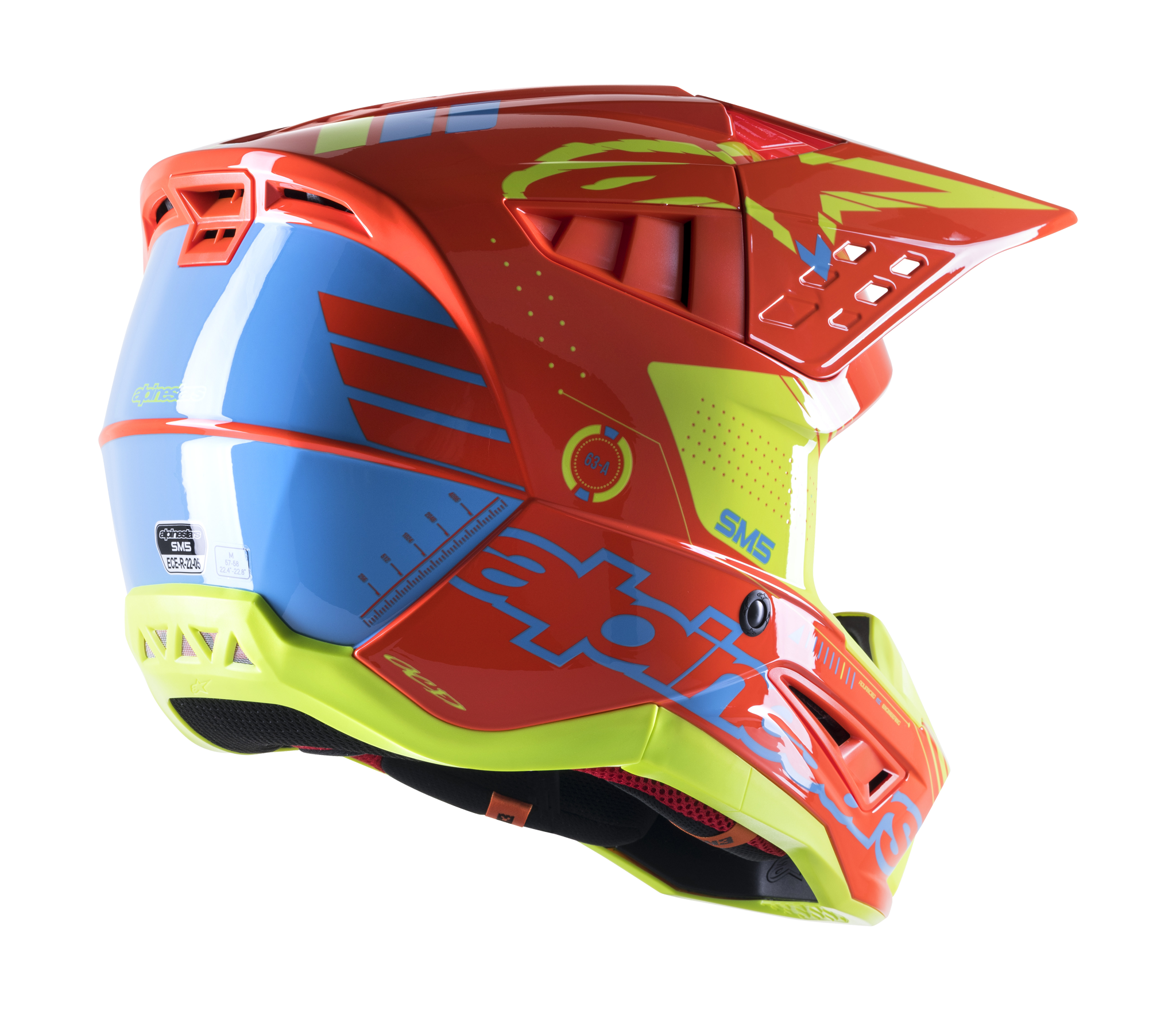 Alpinestars Crosshelm S-M5 22.05 Action - Fluo Oranje / Cyan / Fluo Geel