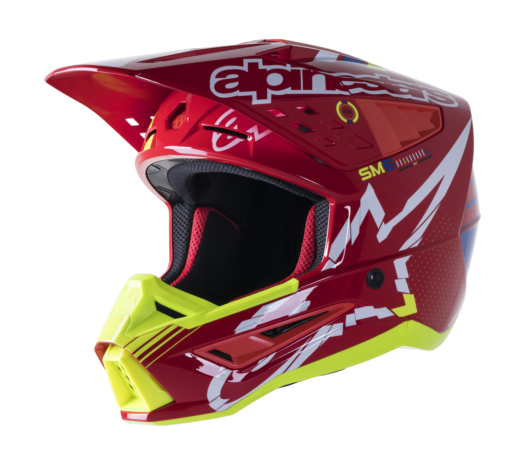 Alpinestars Crosshelm S-M5 22.05 Action - Rood / Wit / Fluo Geel