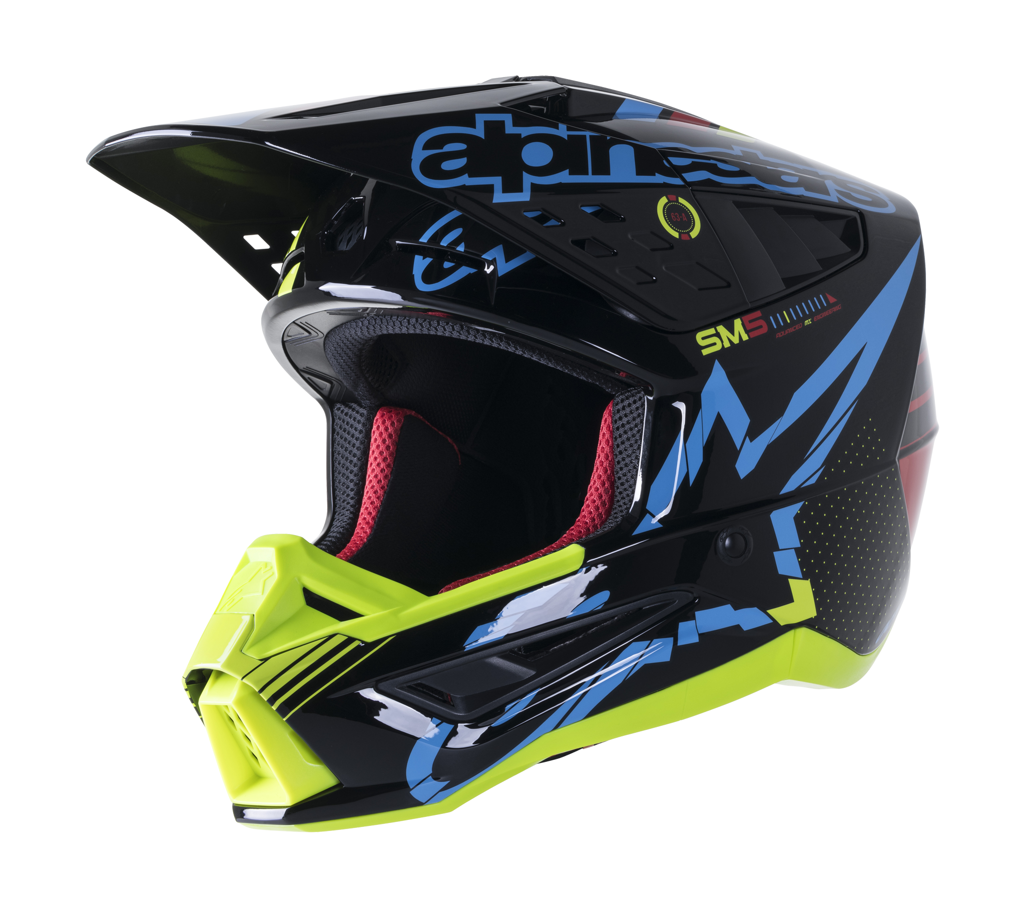 Alpinestars Crosshelm S-M5 22.05 Action - Zwart / Cyan / Fluo Geel