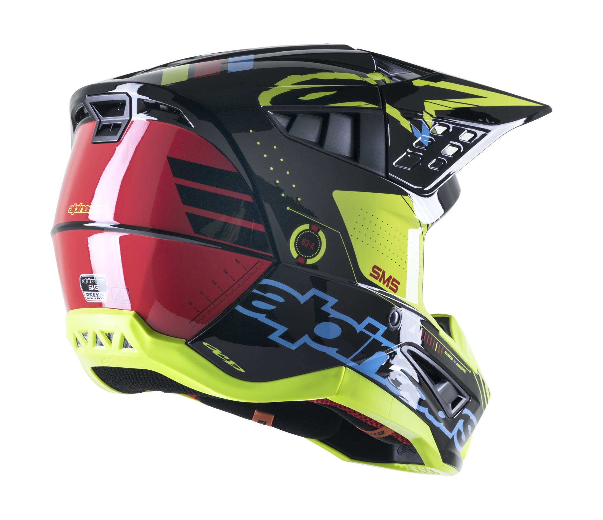 Alpinestars Crosshelm S-M5 22.05 Action - Zwart / Cyan / Fluo Geel