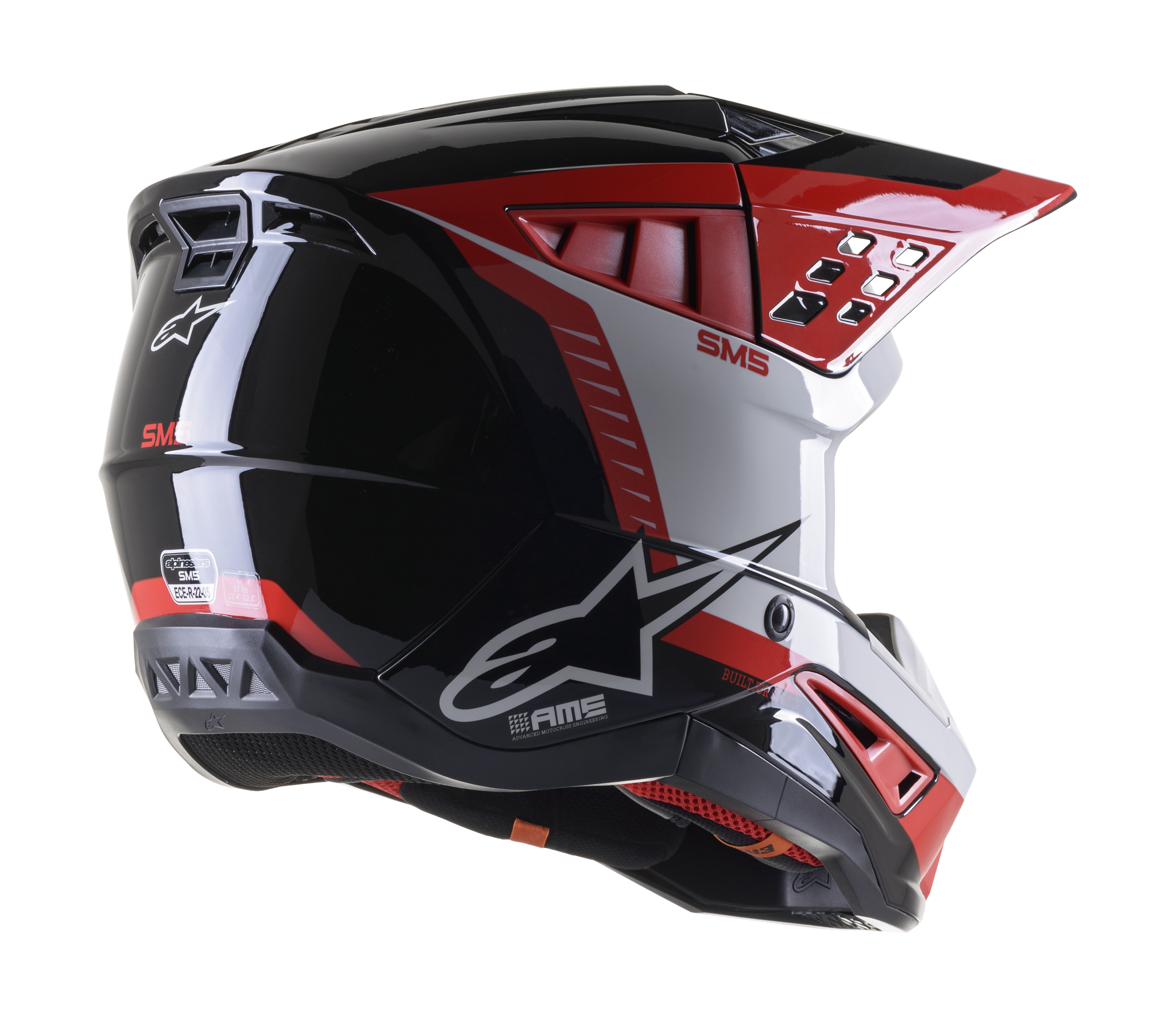 Alpinestars Crosshelm S-M5 22.05 Beam - Zwart / Grijs / Rood