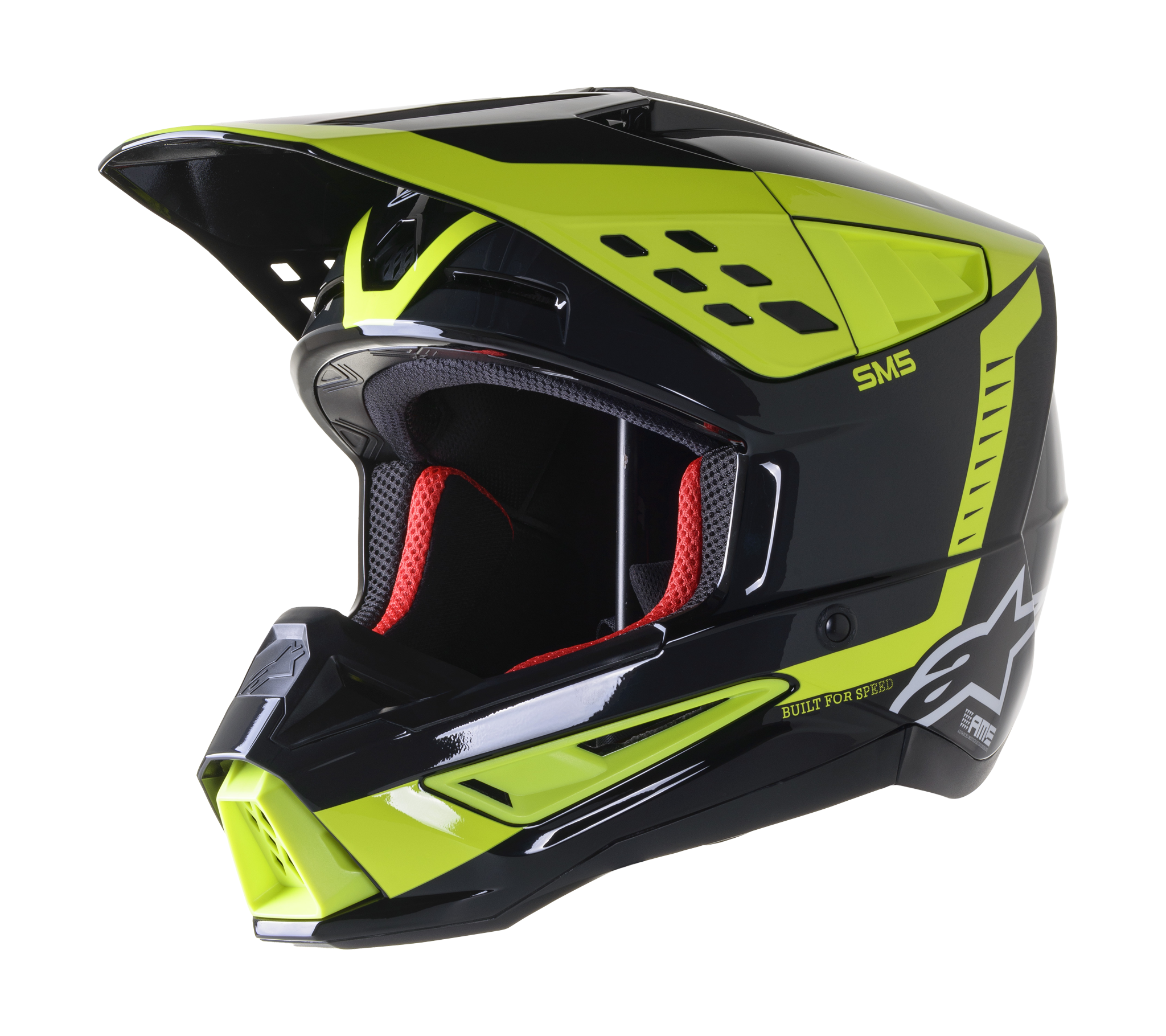 Alpinestars Crosshelm S-M5 22.05 Beam - Zwart / Wit / Grijs / Fluo Geel