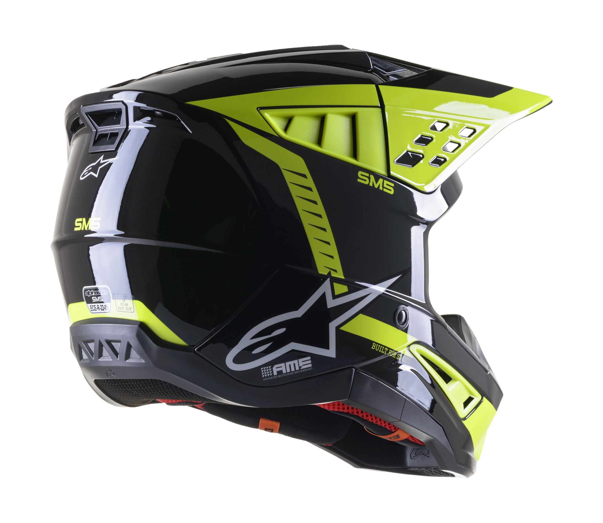 Alpinestars Crosshelm S-M5 22.05 Beam - Zwart / Wit / Grijs / Fluo Geel