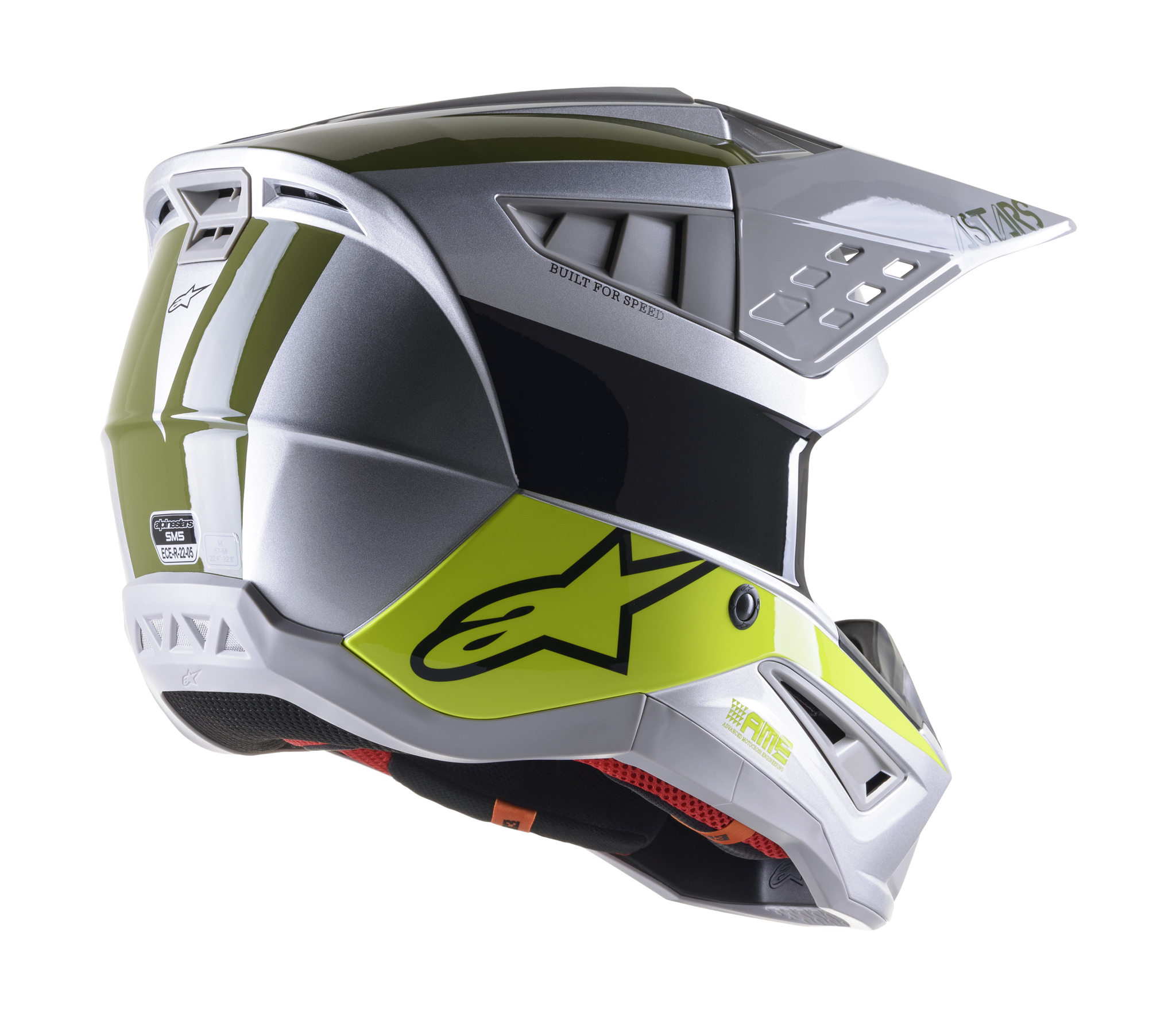 Alpinestars Crosshelm S-M5 22.05 Bond - Zilver / Zwart / Fluo Geel / Groen