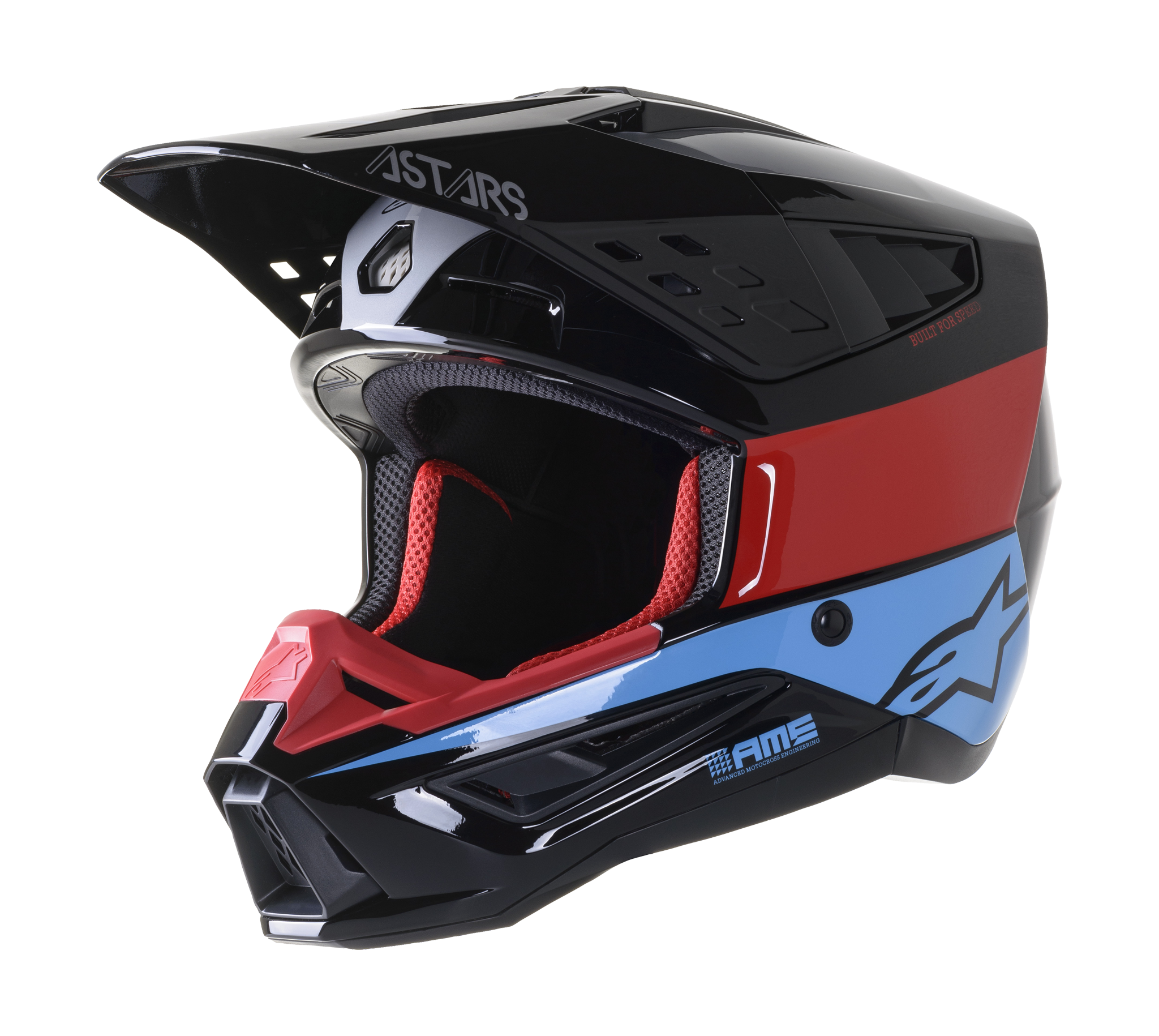 Alpinestars Crosshelm S-M5 22.05 Bond - Zwart / Rood / Cyan / Zilver