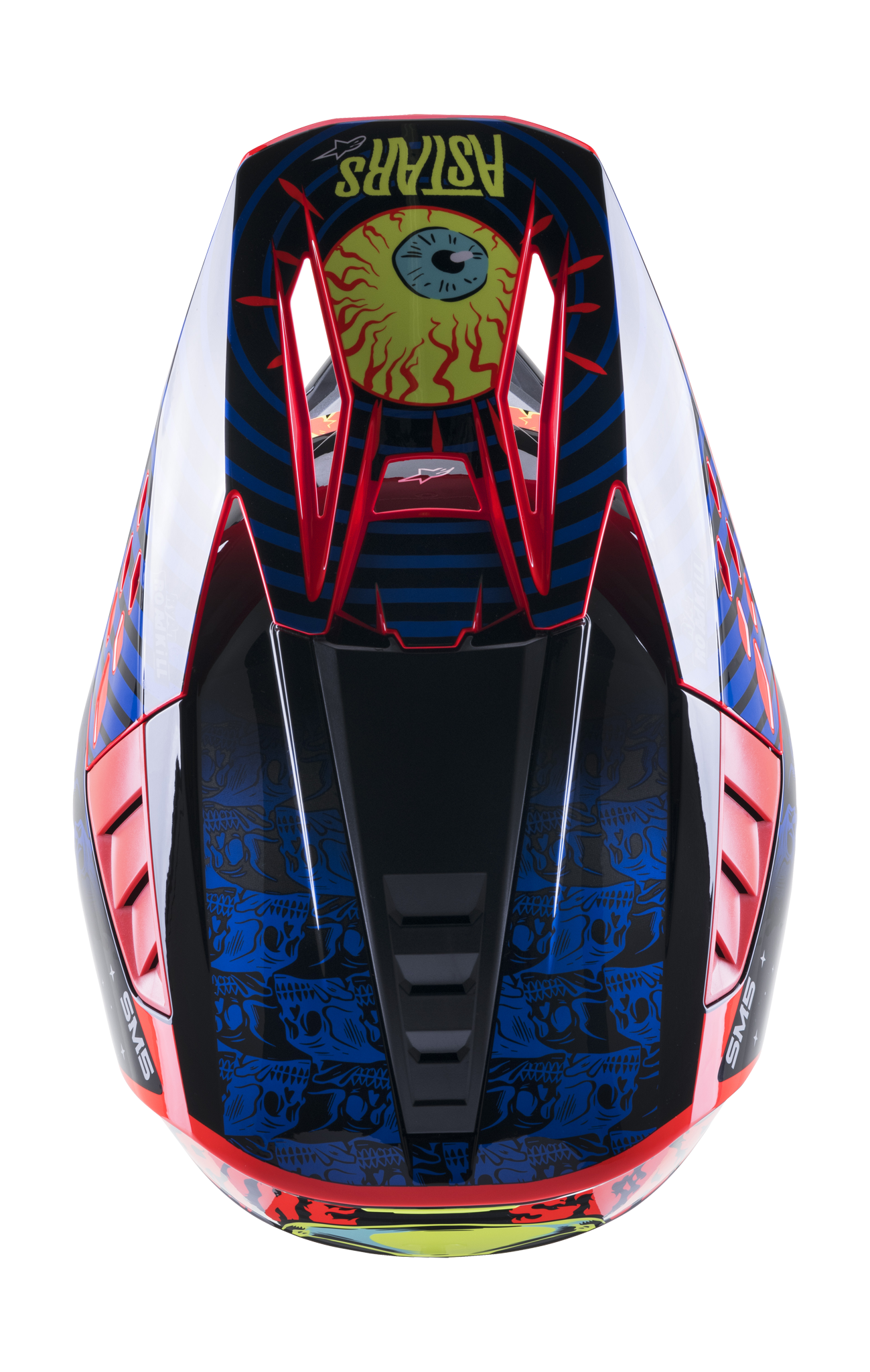 Alpinestars Crosshelm S-M5 22.05 Solar Flare - Zwart / Blauw / Fluo Rood