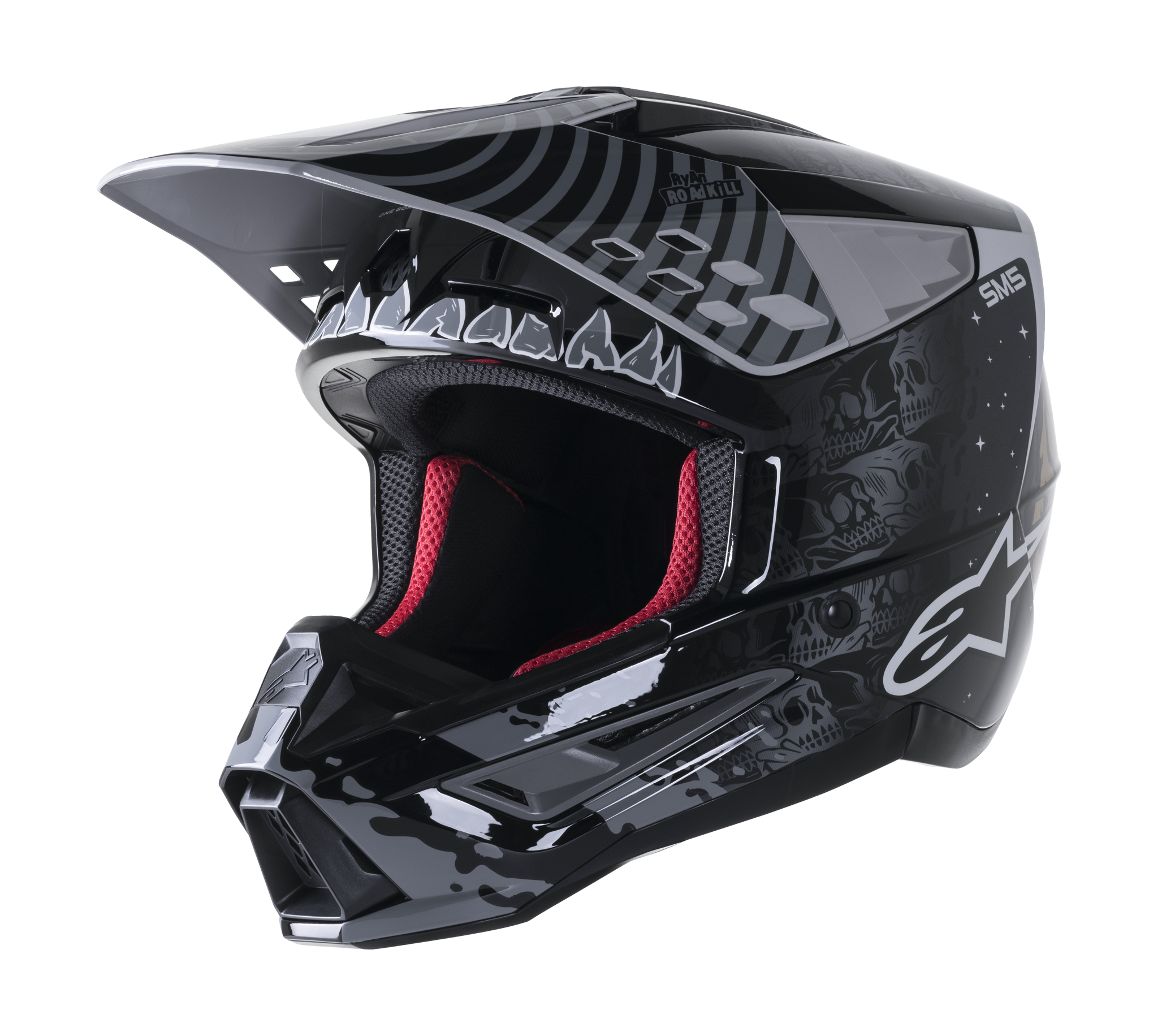 Alpinestars Crosshelm S-M5 22.05 Solar Flare - Zwart / Grijs / Goud