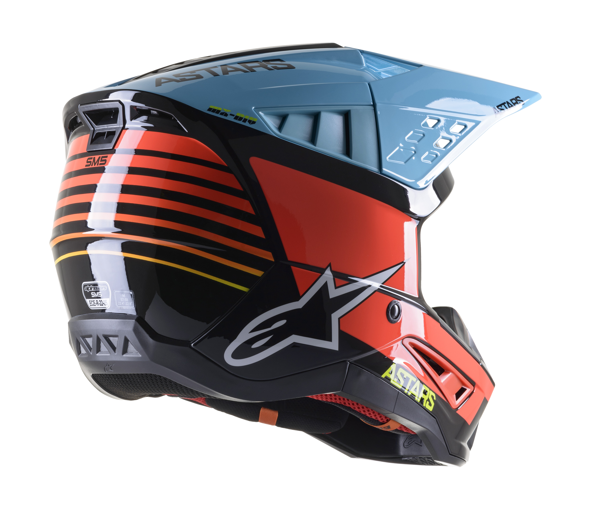 Alpinestars Crosshelm S-M5 22.05 Speed - Zwart / Blauw / Rood / Geel