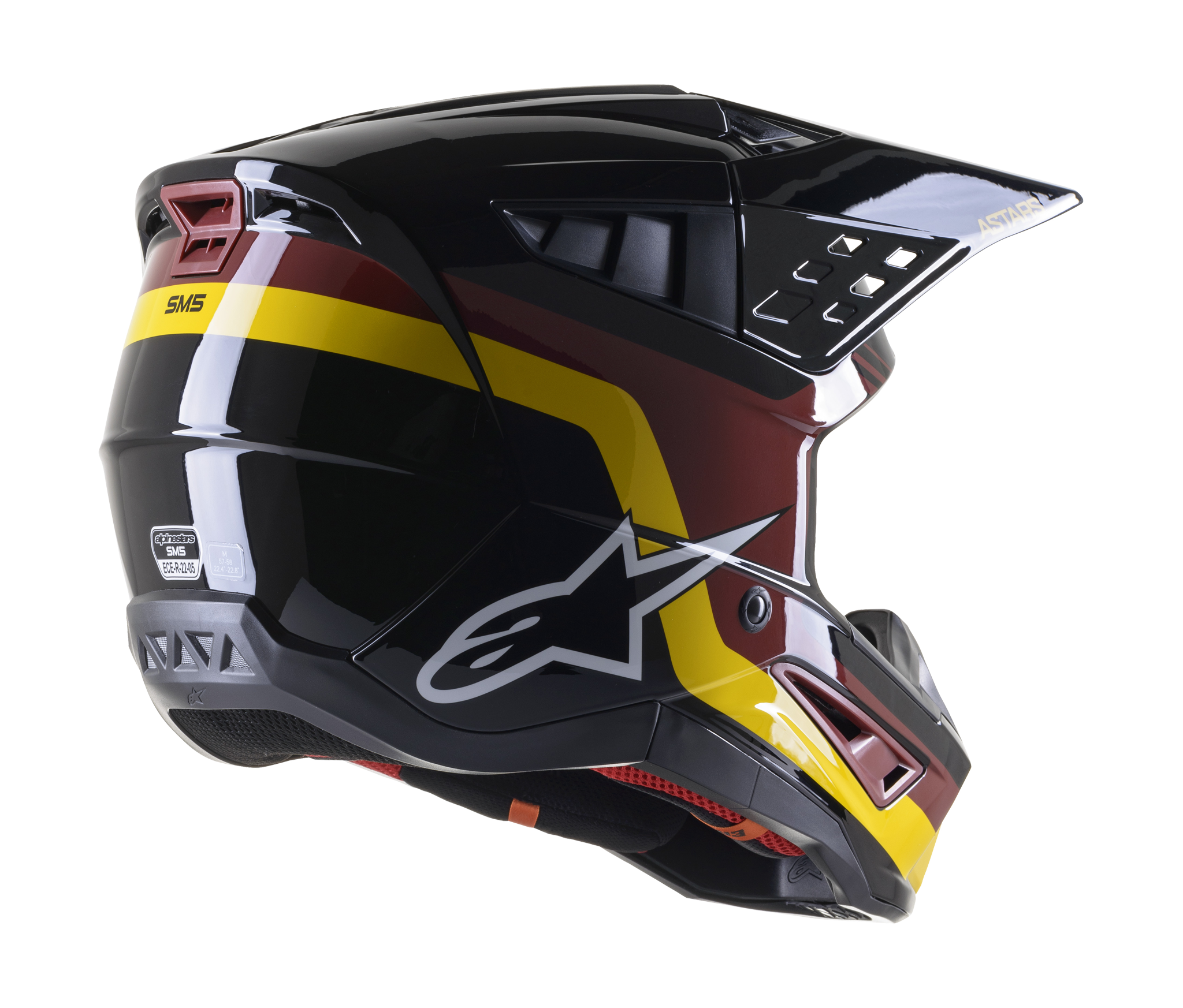 Alpinestars Crosshelm S-M5 22.05 Venture - Zwart / Bordeaux / Geel / Wit