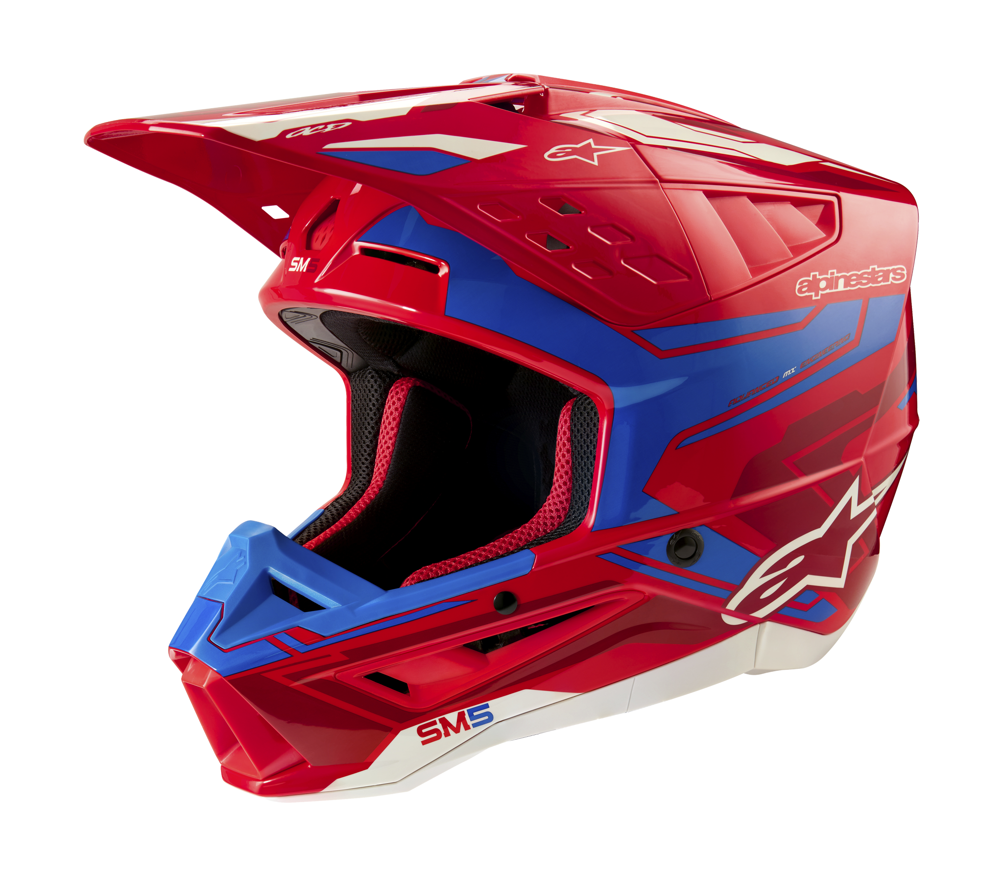 Alpinestars Crosshelm S-M5 Action 2 - Glans Rood / Blauw
