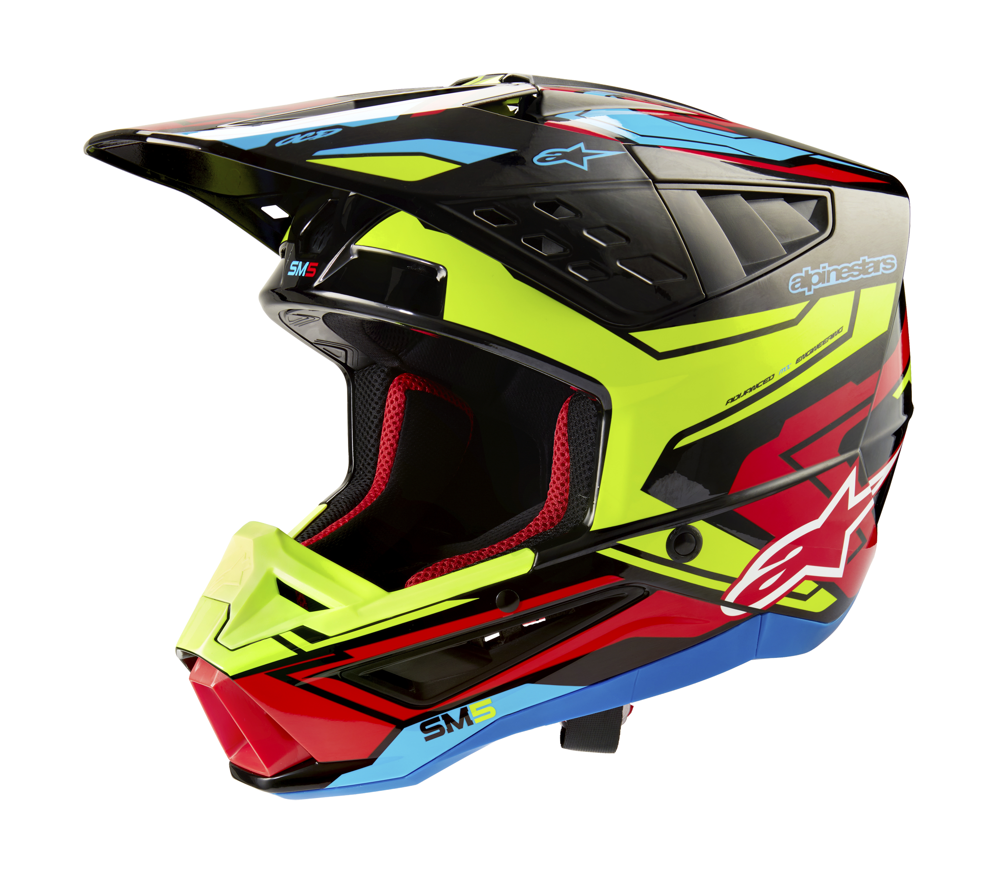 Alpinestars Crosshelm S-M5 Action 2 - Glans Zwart / Fluo Geel / Rood