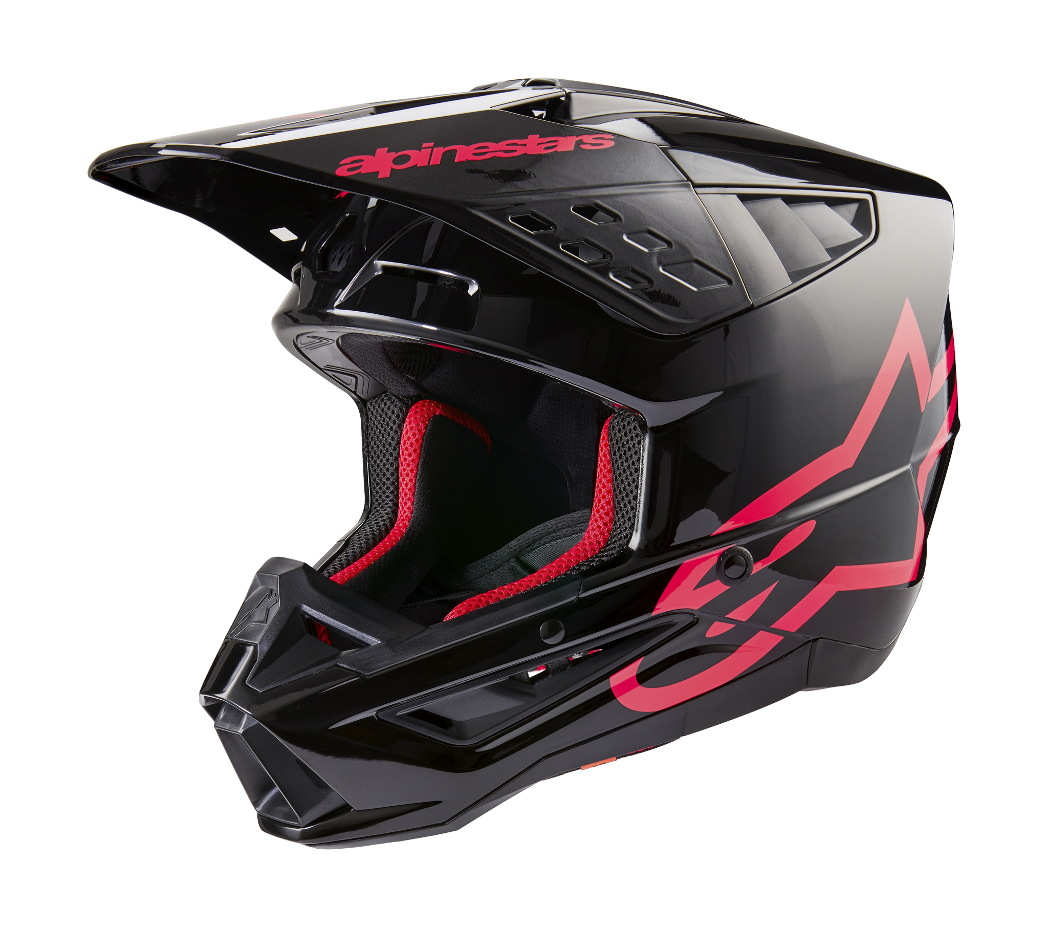 Alpinestars Crosshelm S-M5 Corp - Glans Zwart / Diva Pink