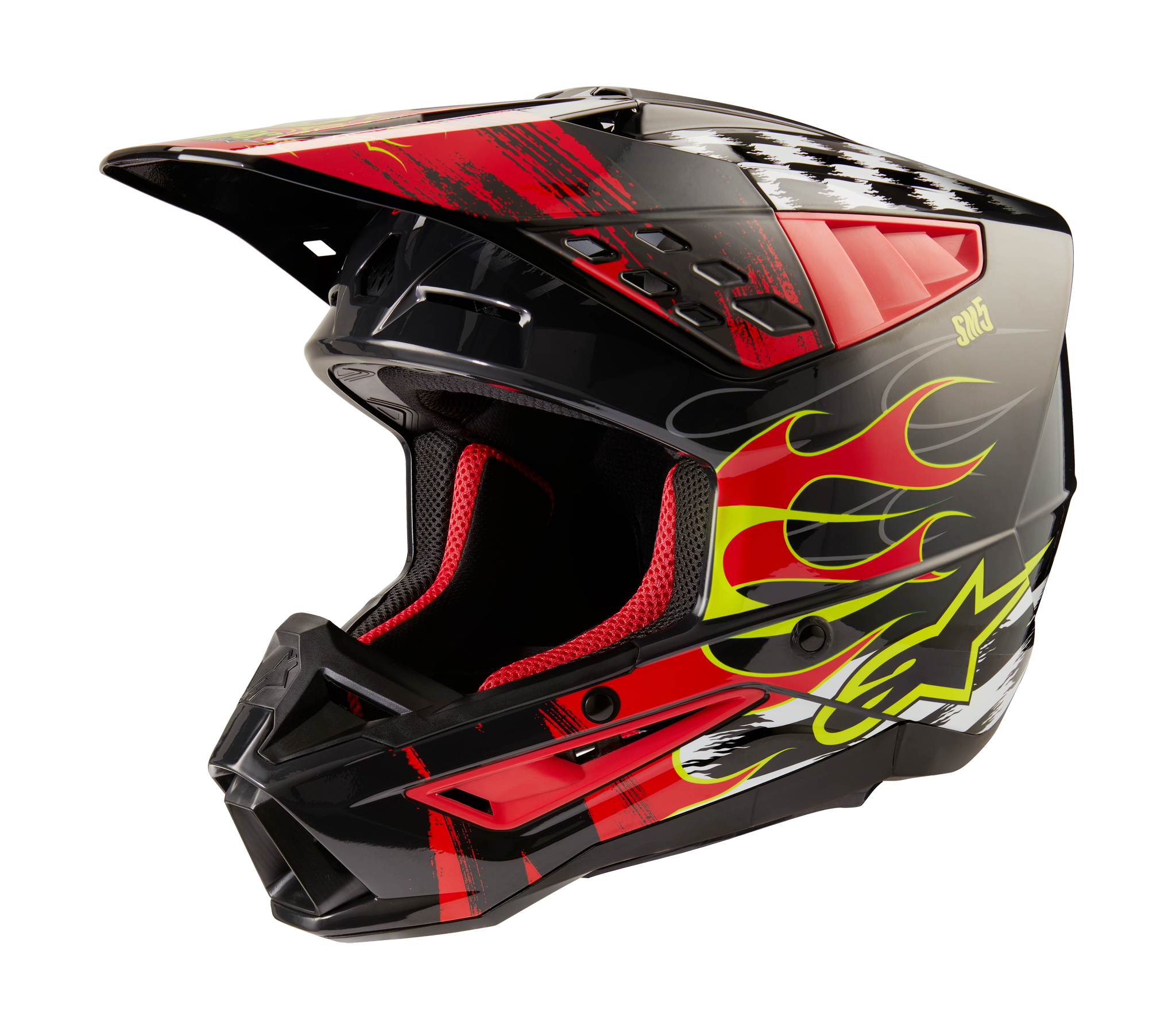 Alpinestars Crosshelm S-M5 Rash - Glans Donker Grijs / Rood