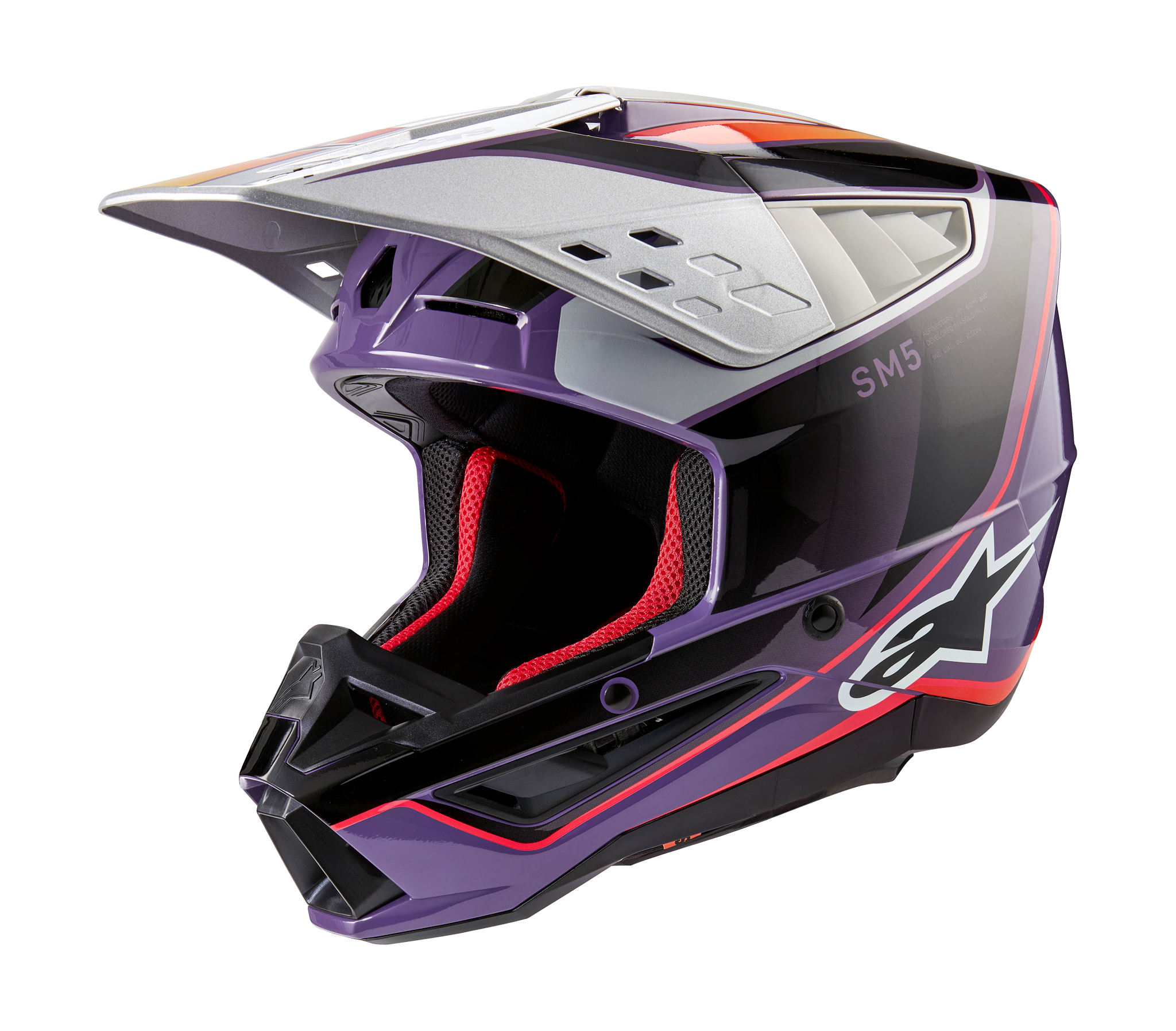 Alpinestars Crosshelm S-M5 Sail - Glans Violet / Zwart / Zilver