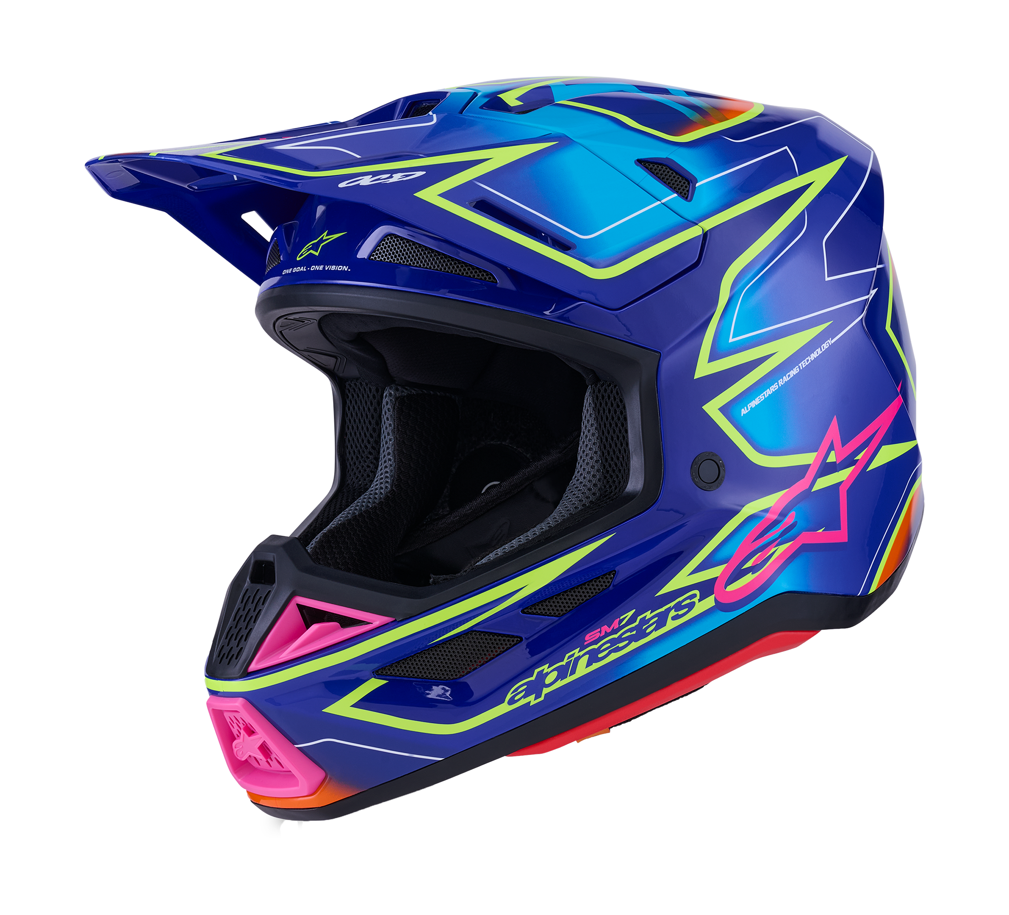 Alpinestars Crosshelm S-M7 Cast - Blauw / Roze / Fluo Geel