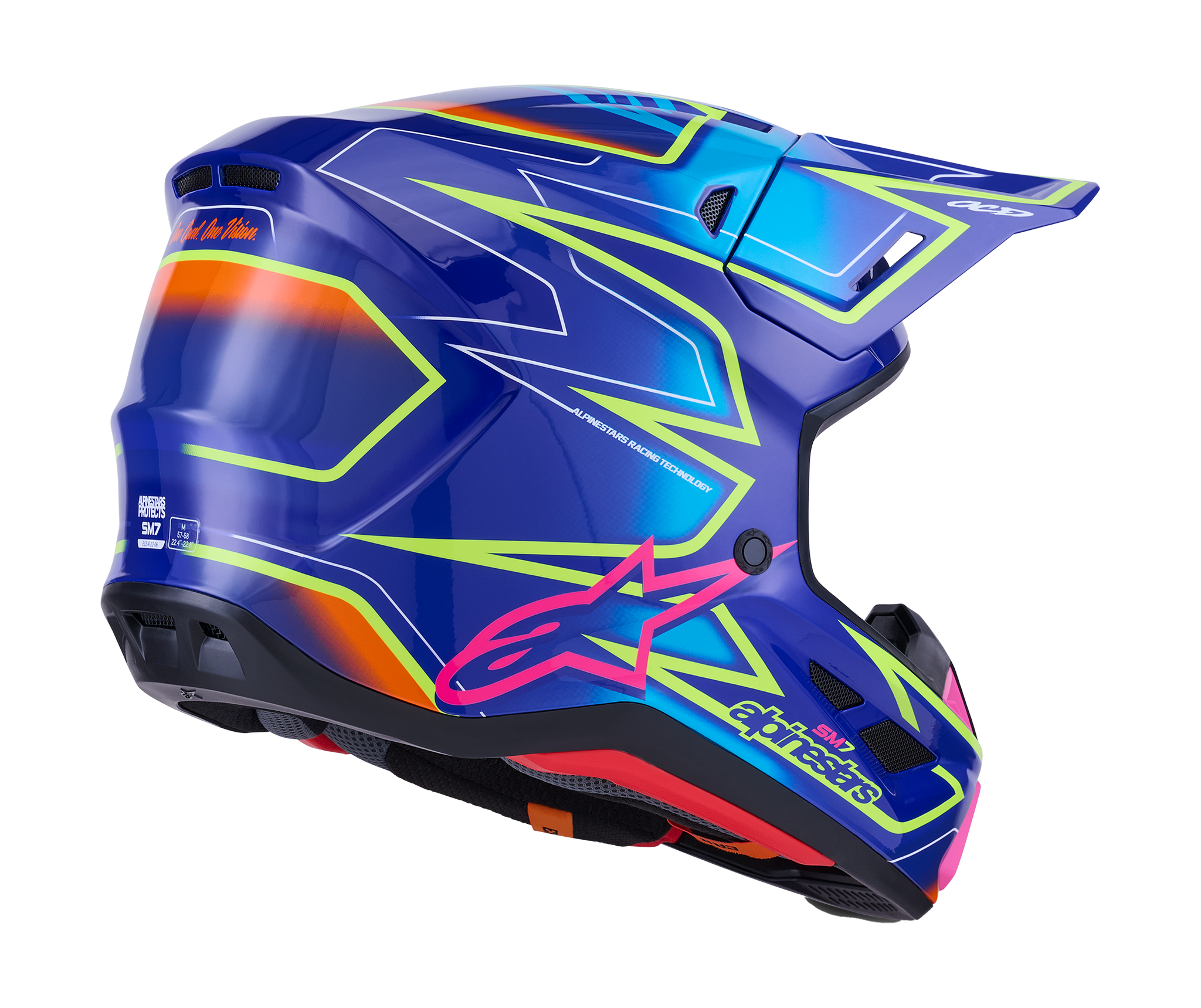 Alpinestars Crosshelm S-M7 Cast - Blauw / Roze / Fluo Geel
