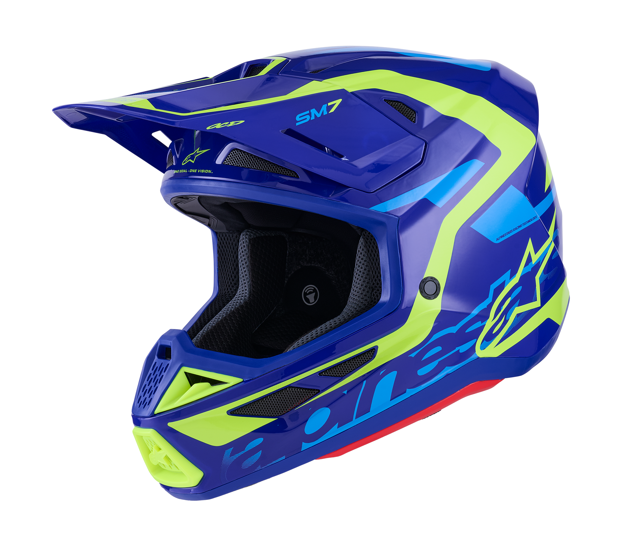 Alpinestars Crosshelm S-M7 Deed - Blauw / Fluo Geel