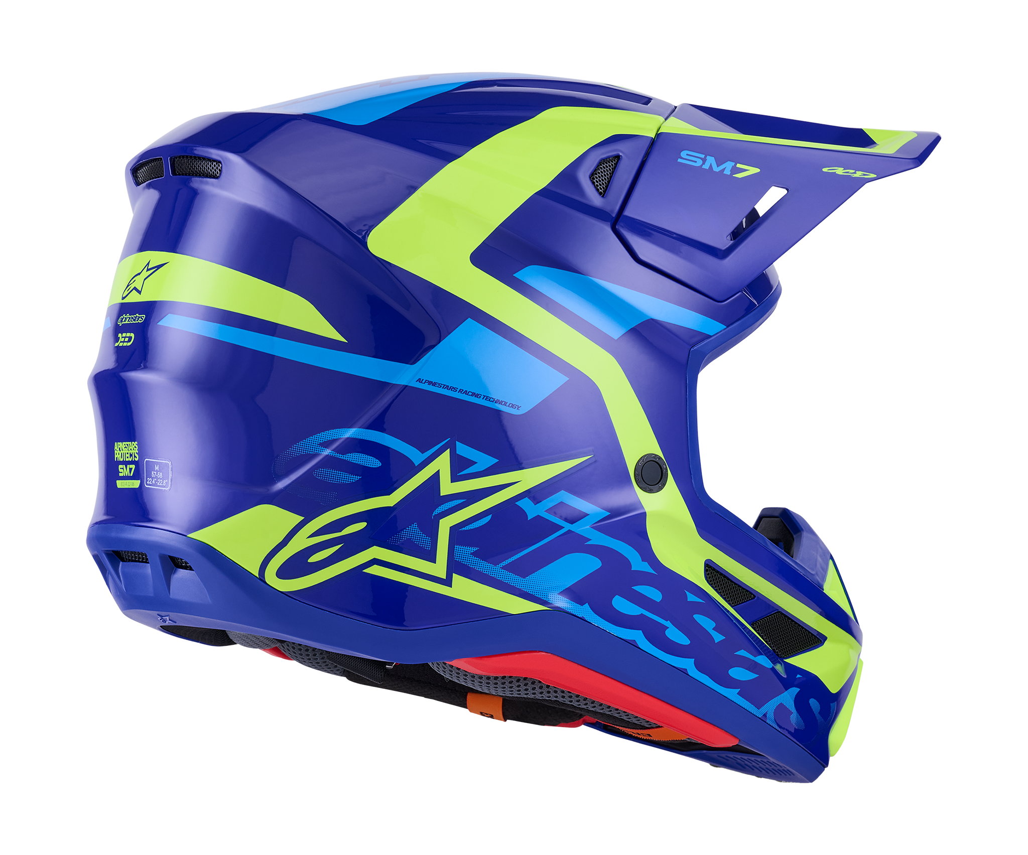 Alpinestars Crosshelm S-M7 Deed - Blauw / Fluo Geel