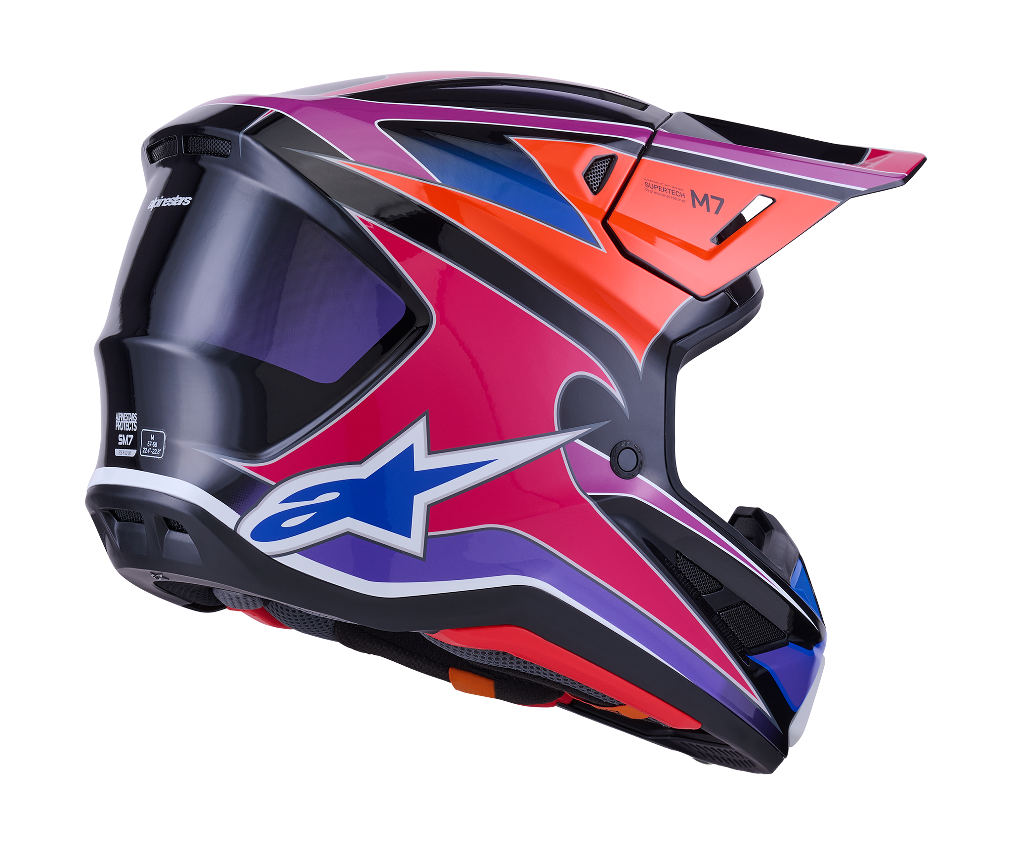 Alpinestars Crosshelm S-M7 Fuse - Blauw / Paars / Roze
