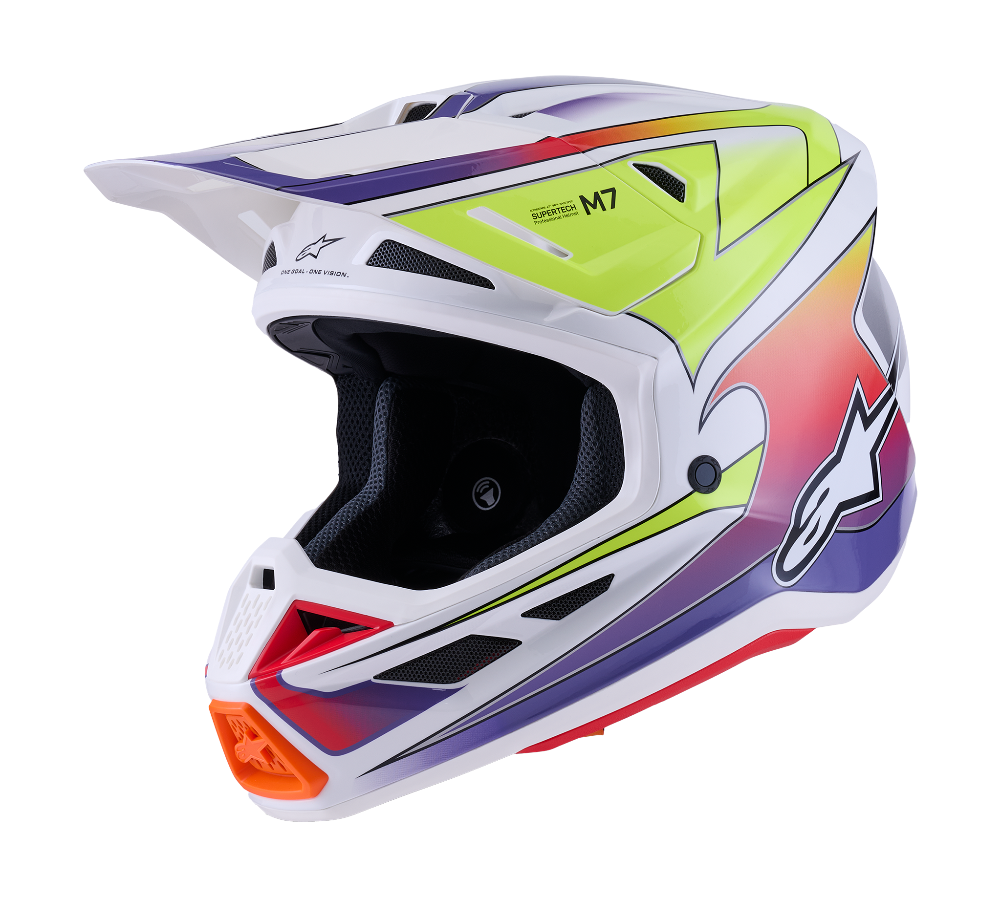 Alpinestars Crosshelm S-M7 Fuse - Wit / Fluo Geel / Paars