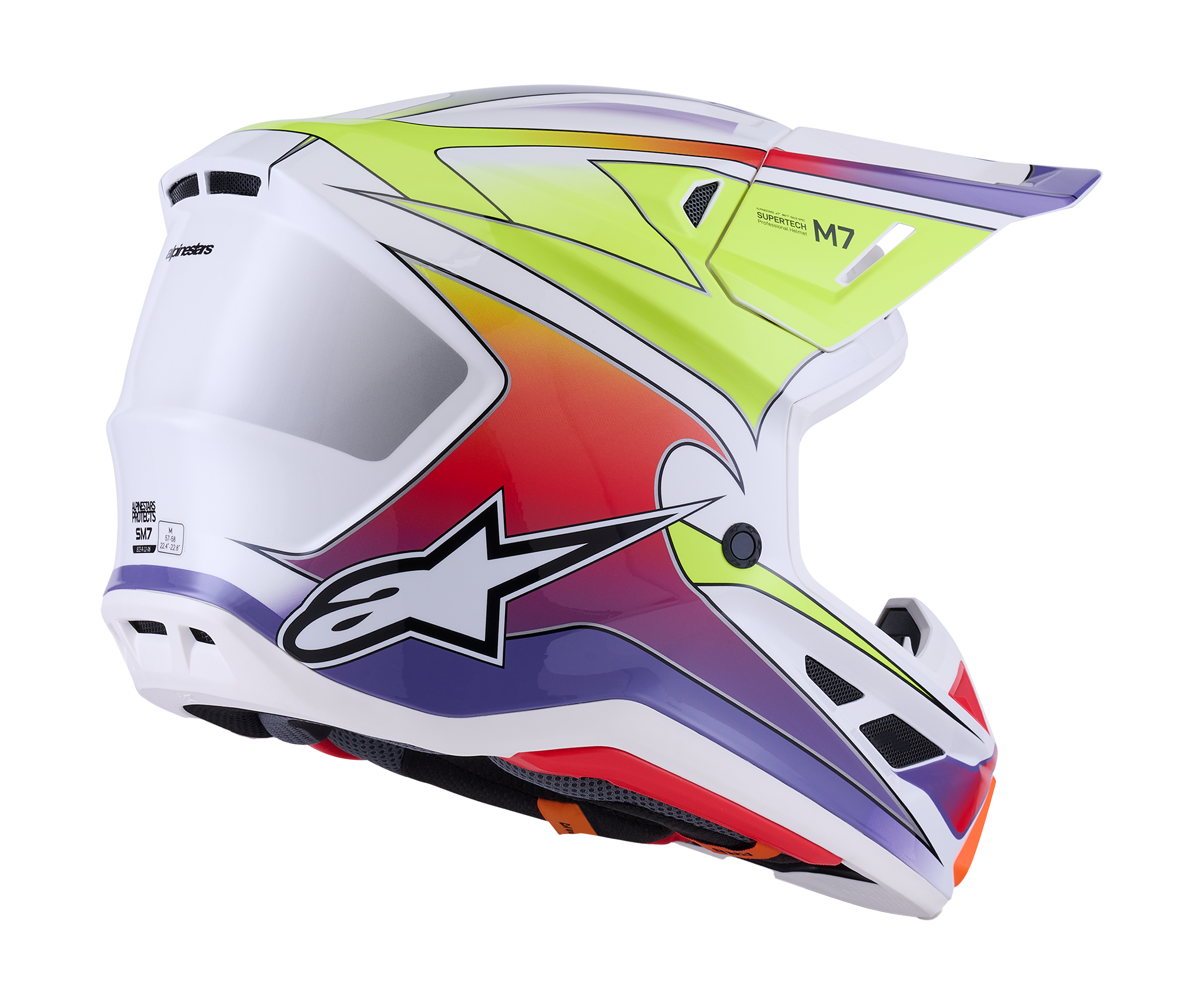 Alpinestars Crosshelm S-M7 Fuse - Wit / Fluo Geel / Paars