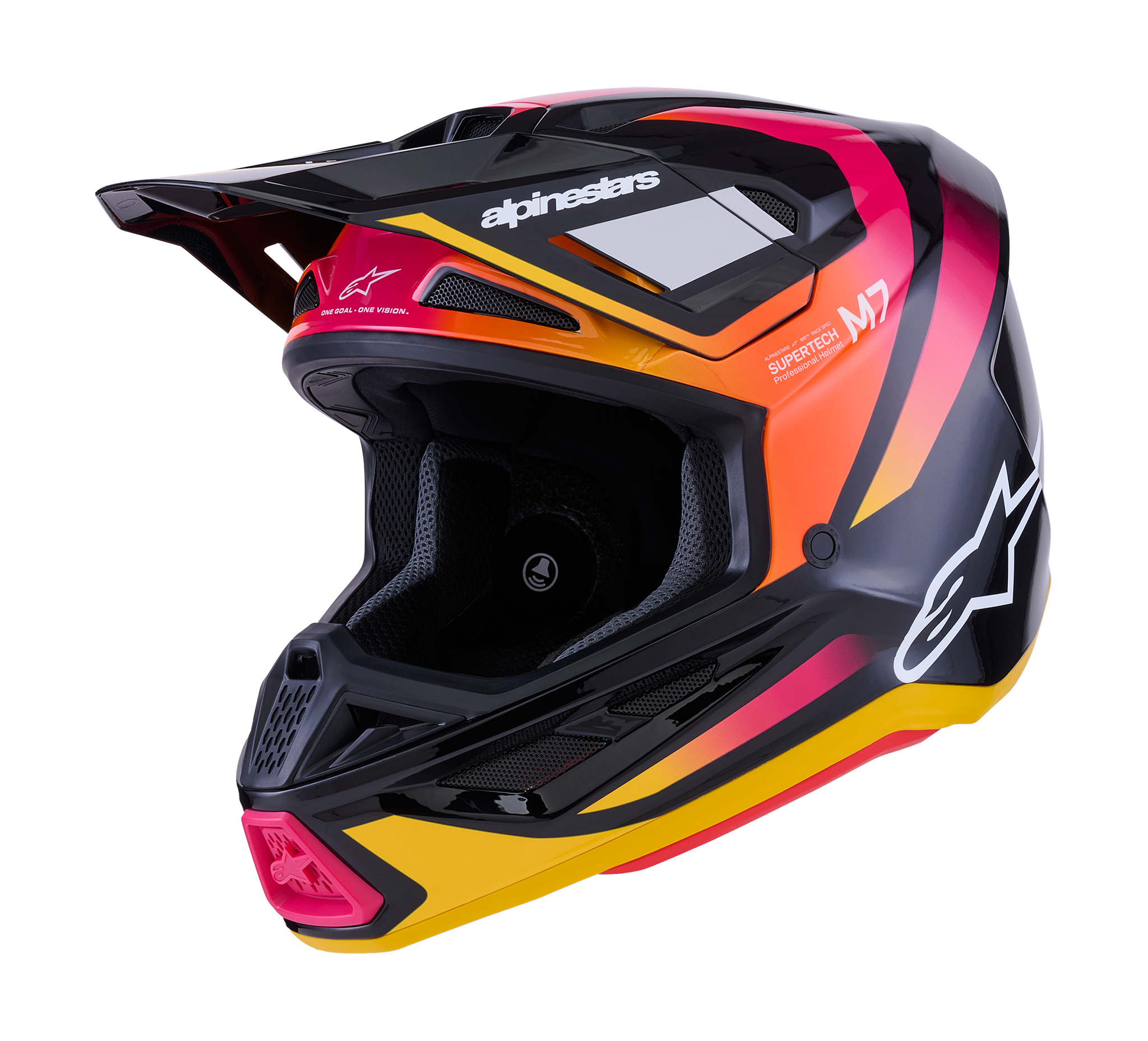 Alpinestars Crosshelm S-M7 Rise - Zwart / Geel / Roze