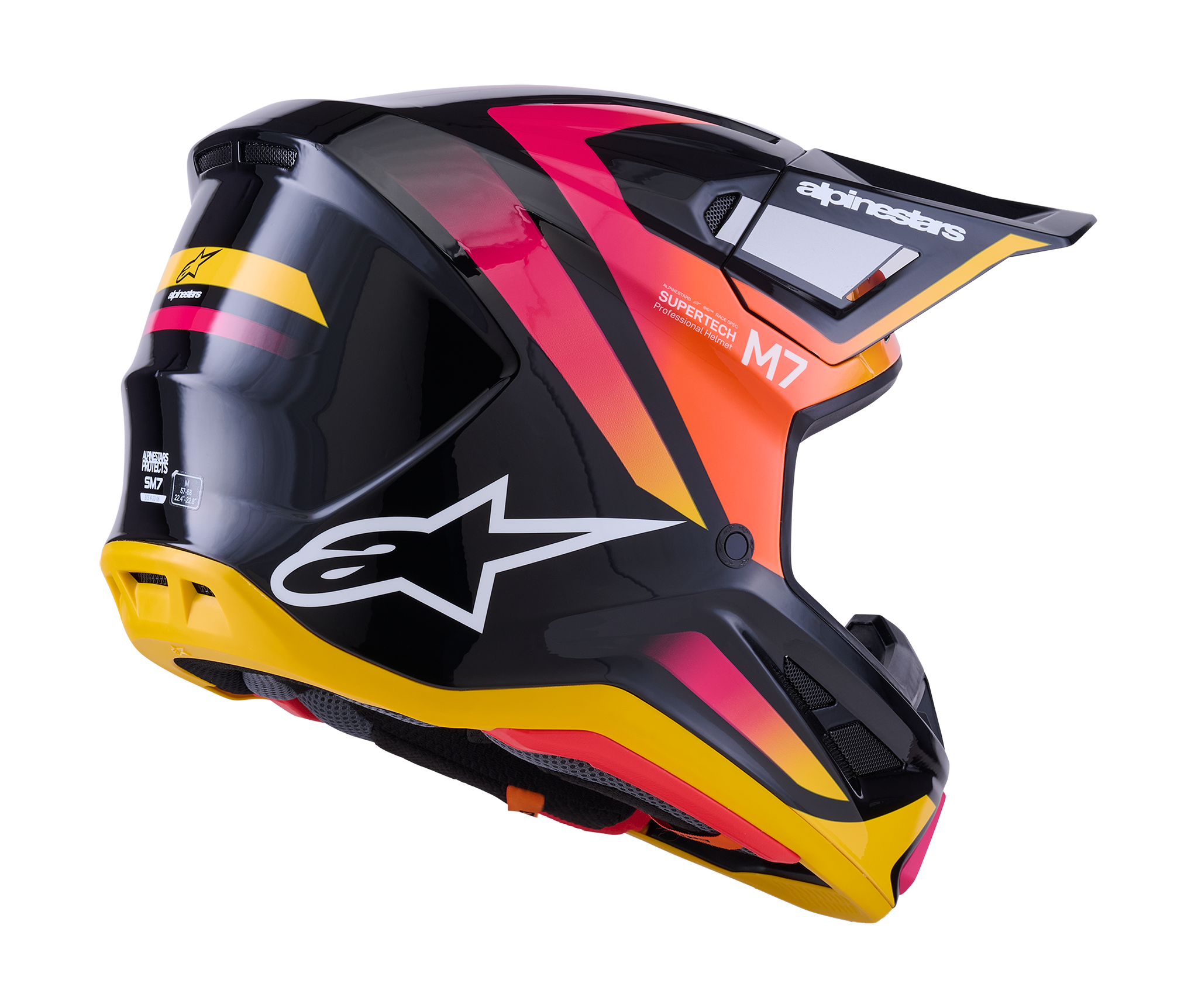 Alpinestars Crosshelm S-M7 Rise - Zwart / Geel / Roze