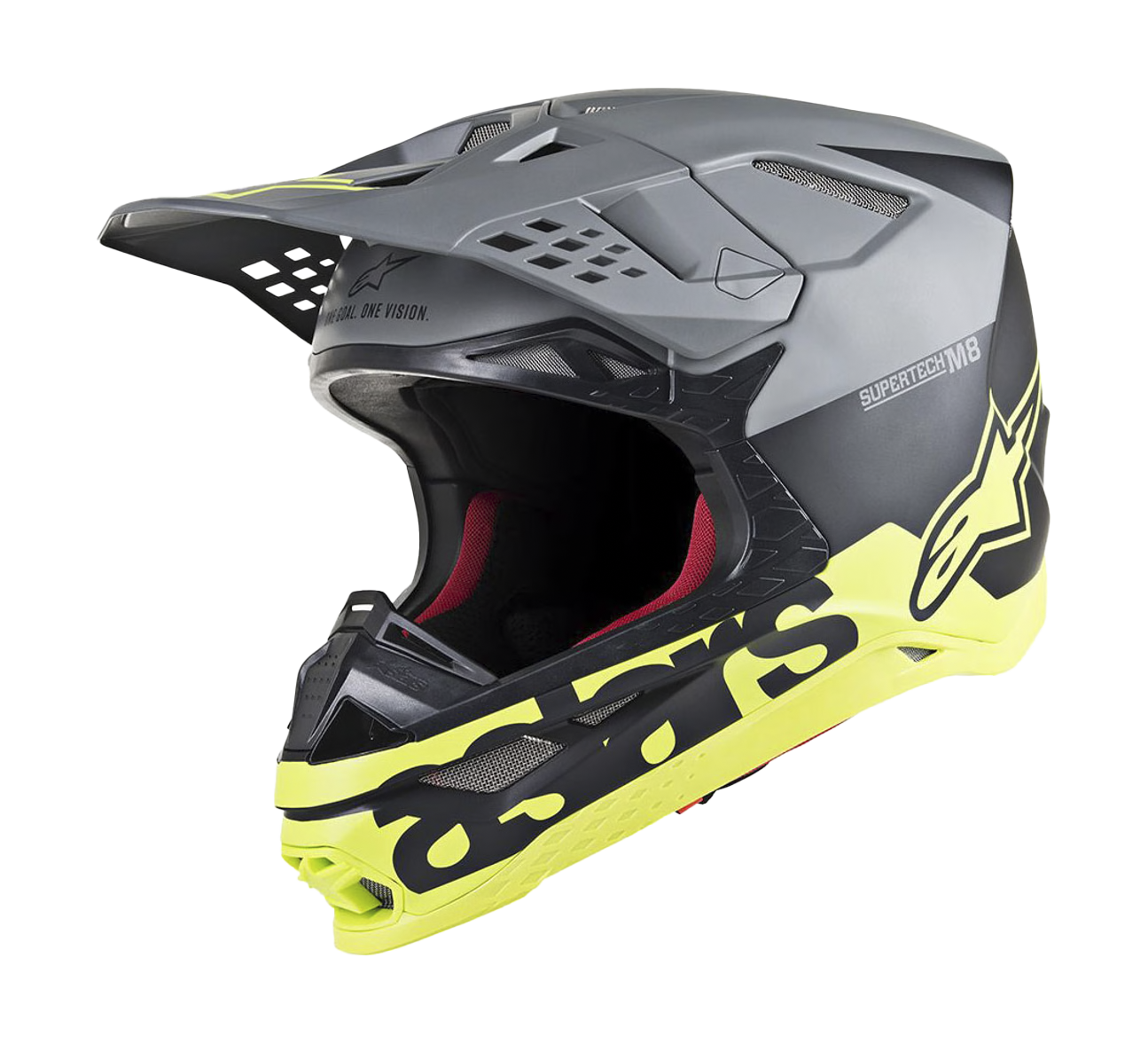 Alpinestars Crosshelm S-M8 22.05 Radium - Mat Zwart / Grijs / Geel Fluo