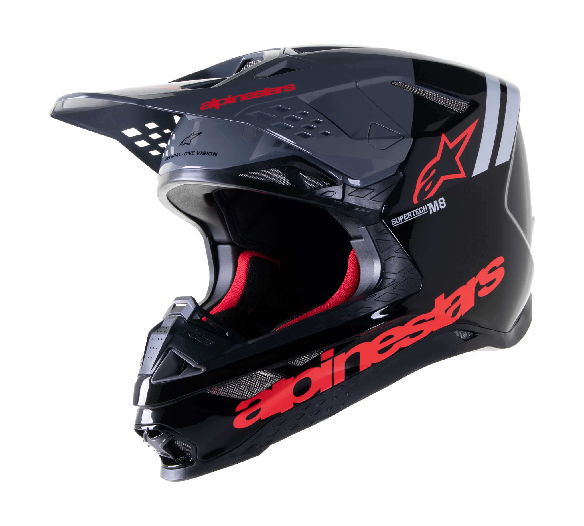 Alpinestars Crosshelm S-M8 Radium 2 - Zwart / Neon Rood