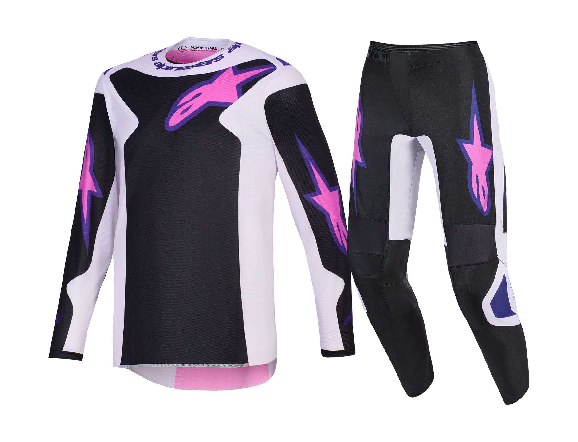 Alpinestars Crosskleding 2026 Fluid Grid - Zwart / Licht Grijs / Paars
